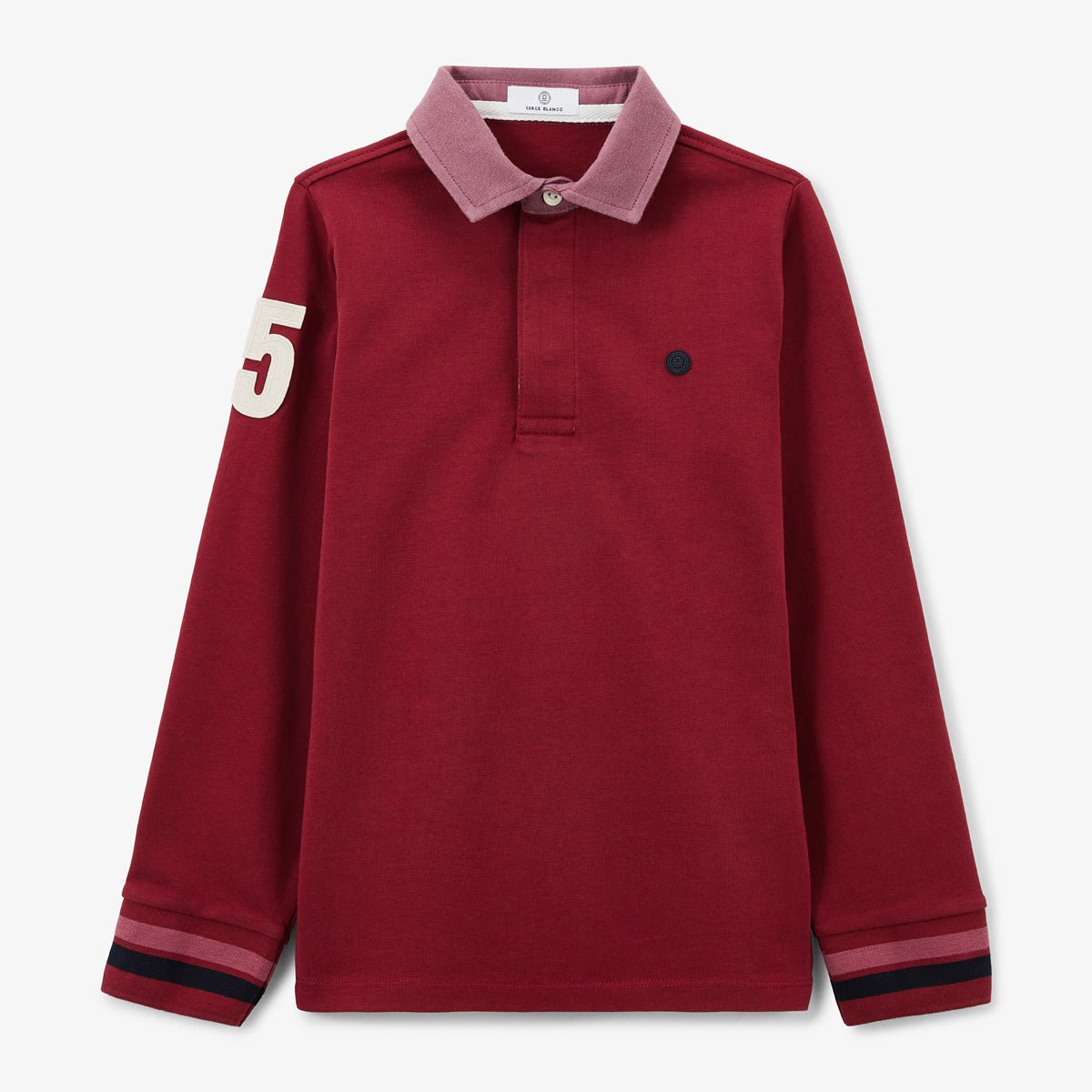 Boy&#039;s long-sleeved rugby polo SERGE BLANCO Red