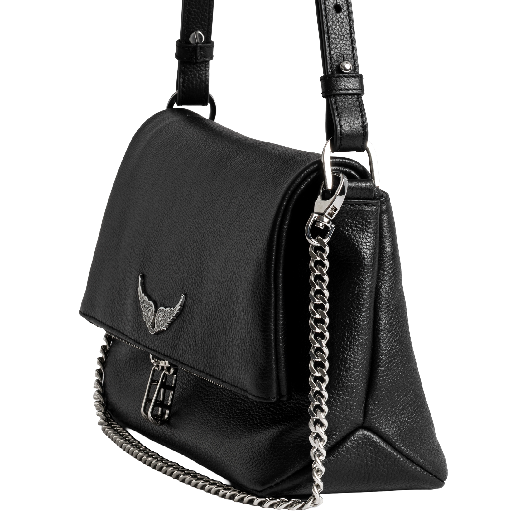 Buideltas van getextureerd leer met veters ZADIG&VOLTAIRE Zwart