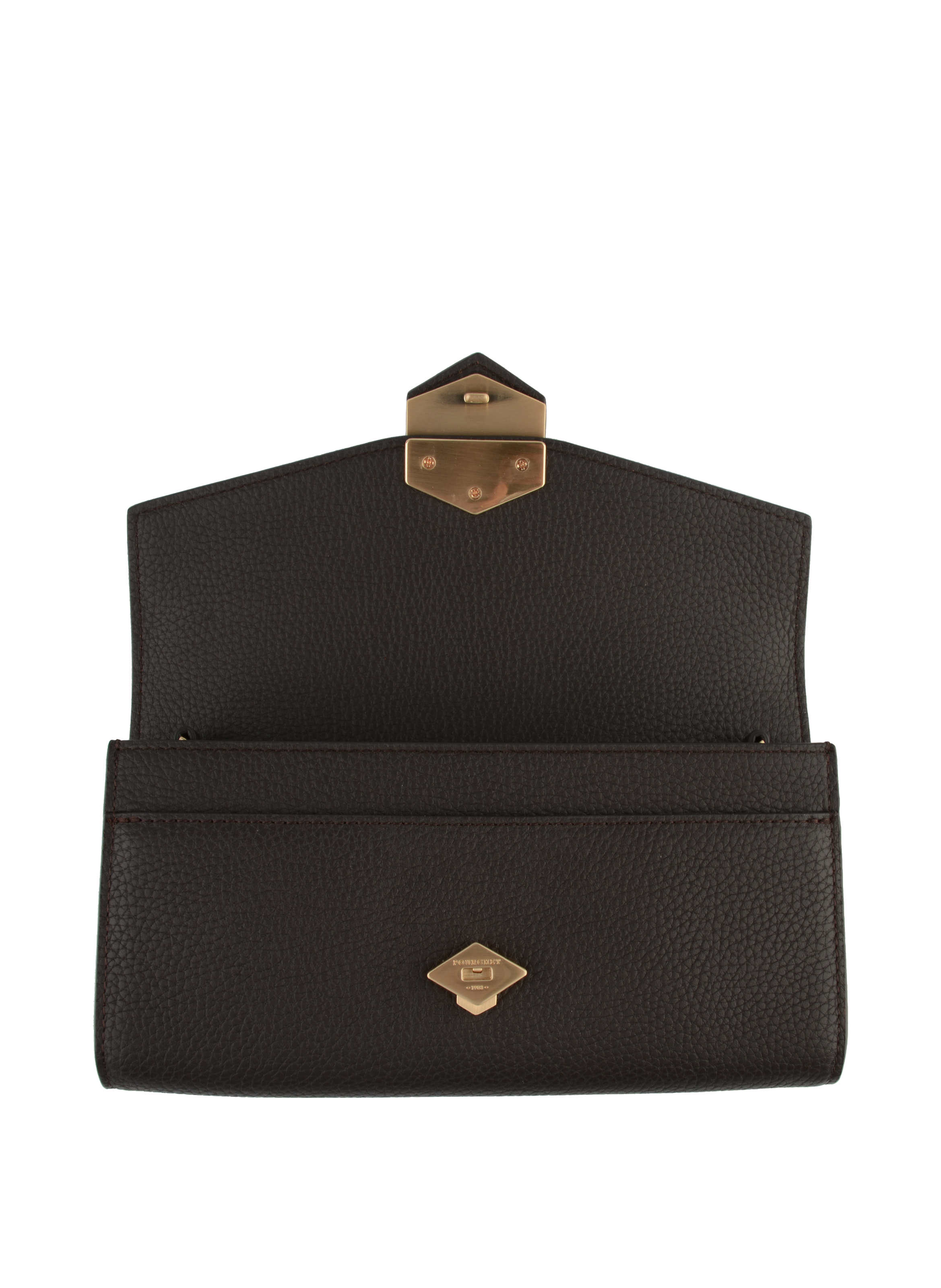 Clutch - cowhide leather POURCHET Brown