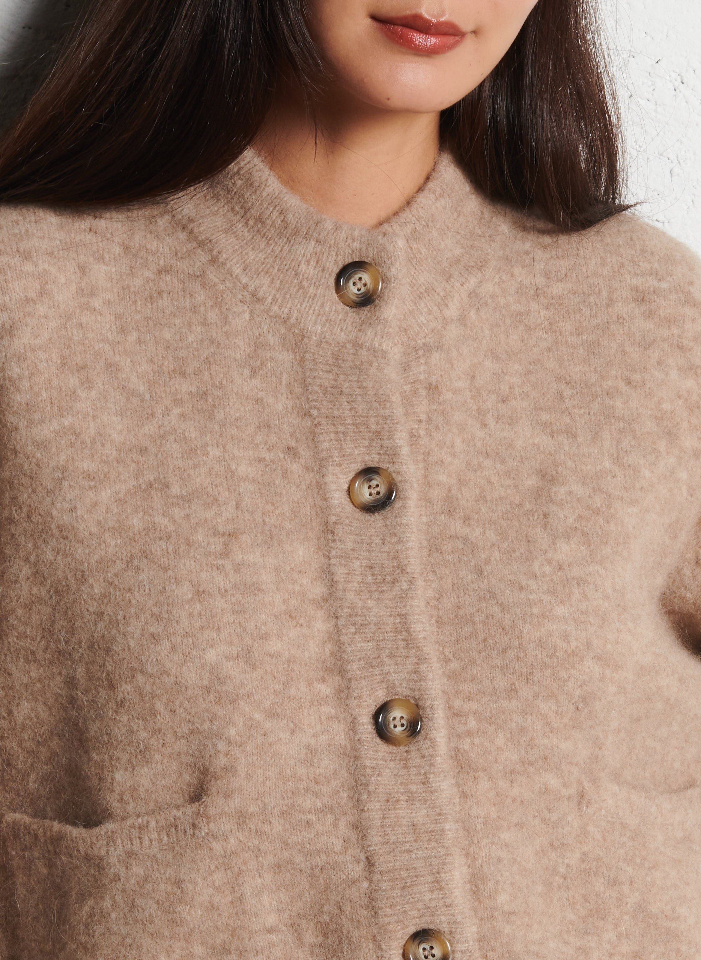 Oversized high-neck baby alpaca blend vest BELLEPIECE Beige