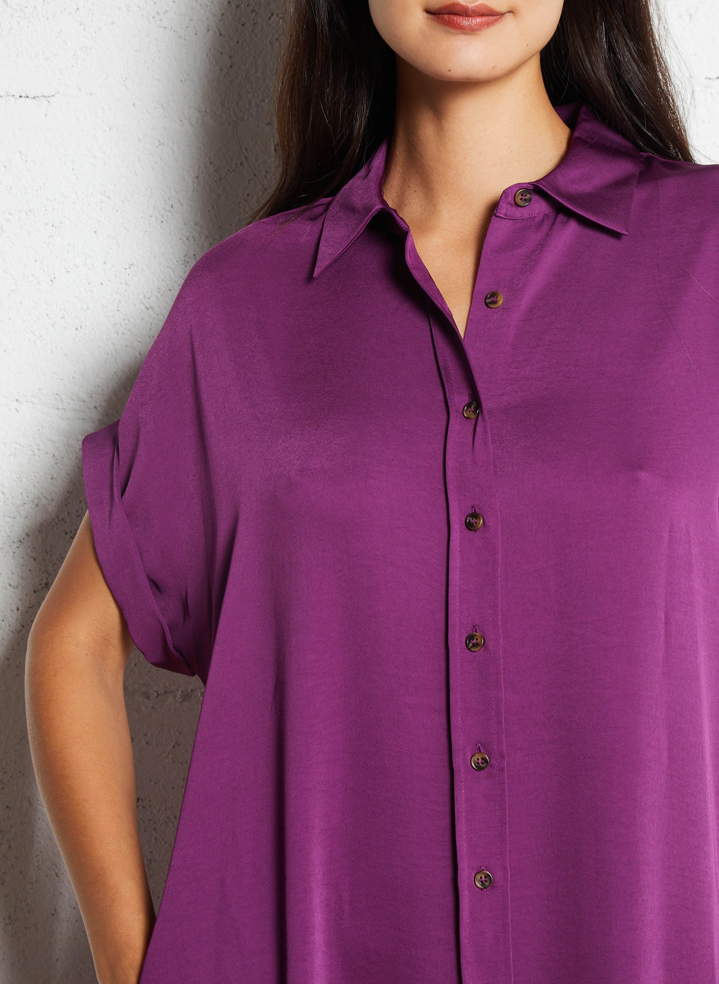 Midi dress with shirt collar MAISON 123 Purple