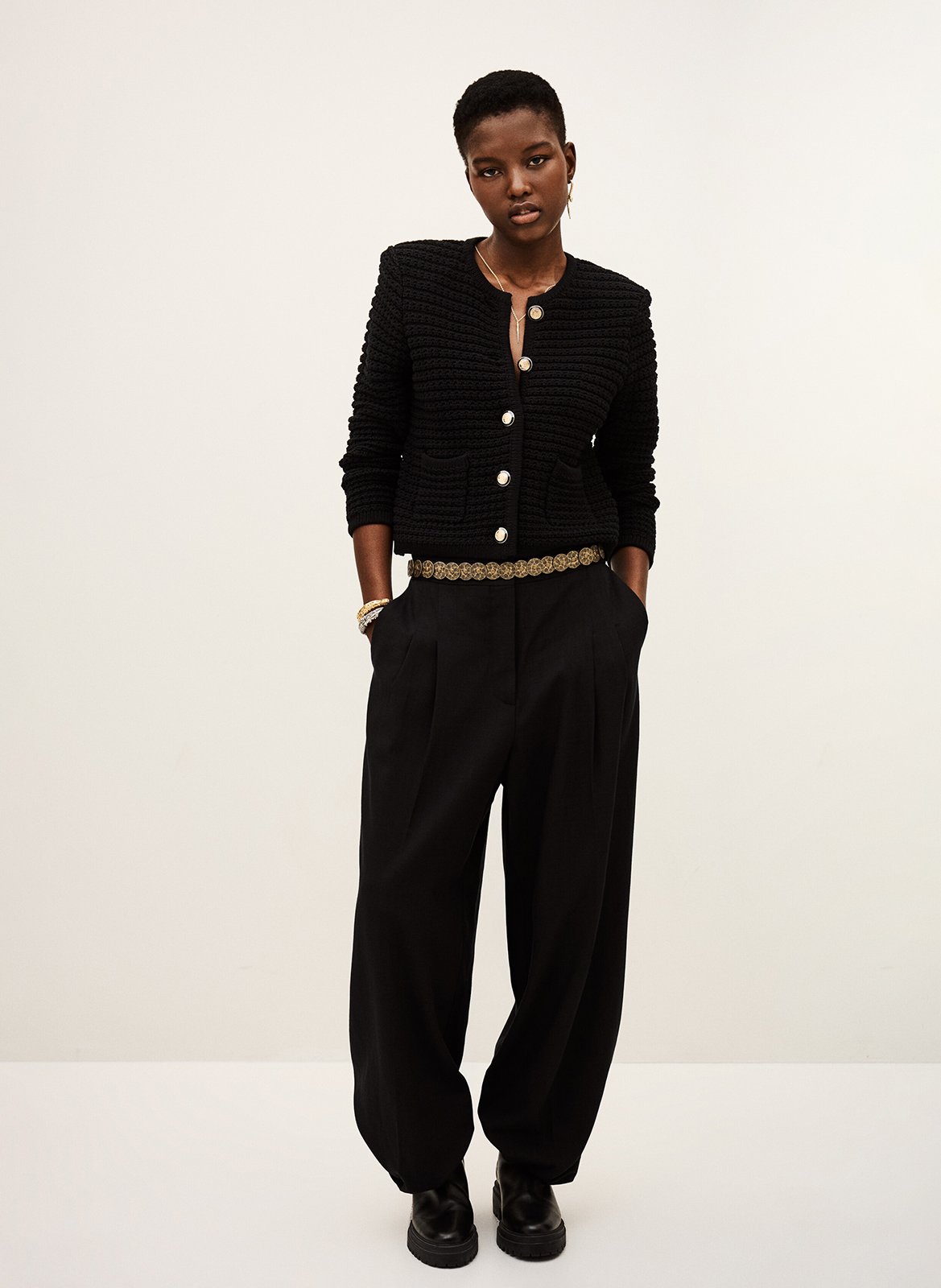 Recht vest met ronde hals | katoenblend BA&SH Zwart