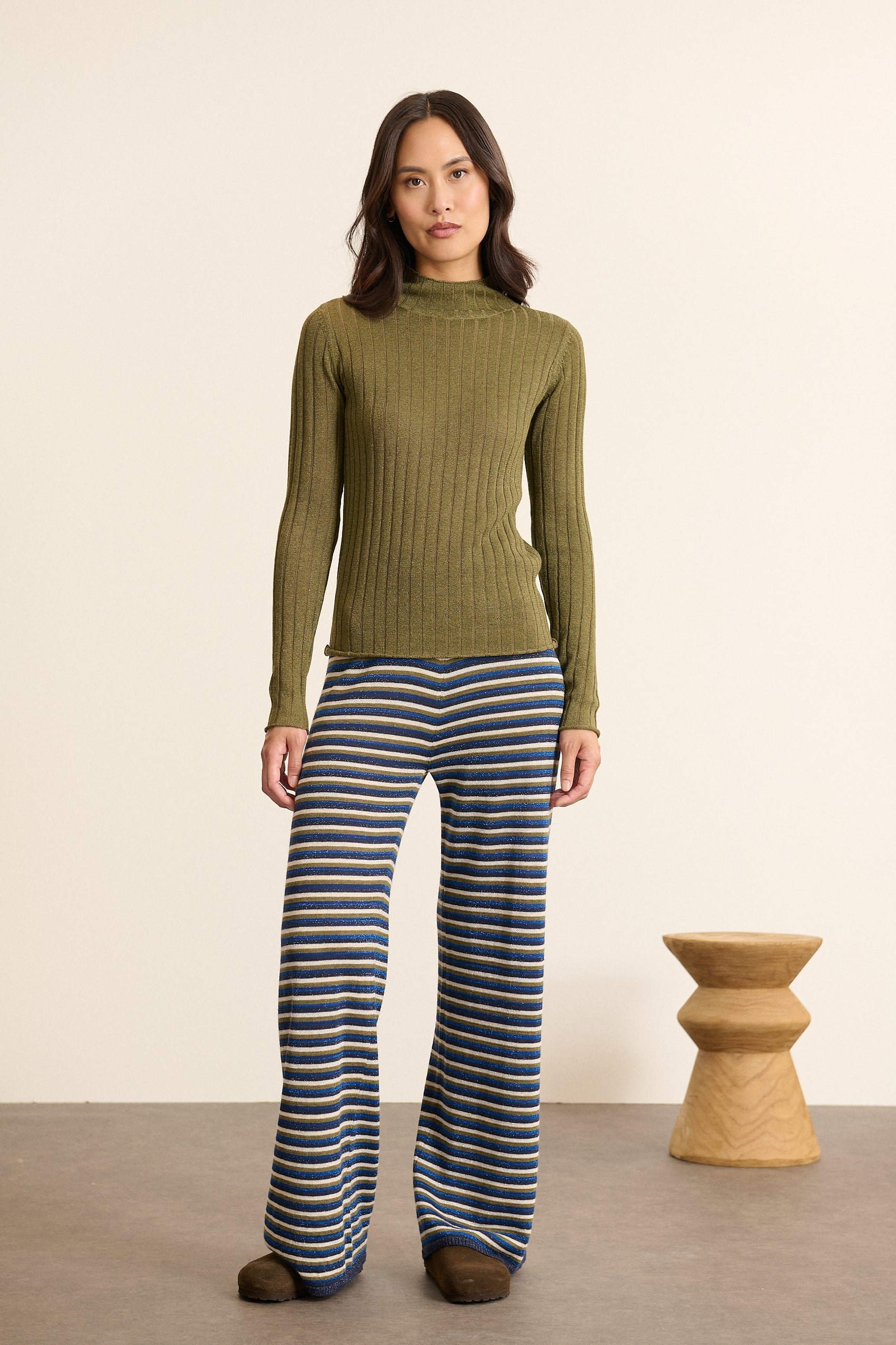 High-neck lurex sweater GARANCE PARIS Khaki