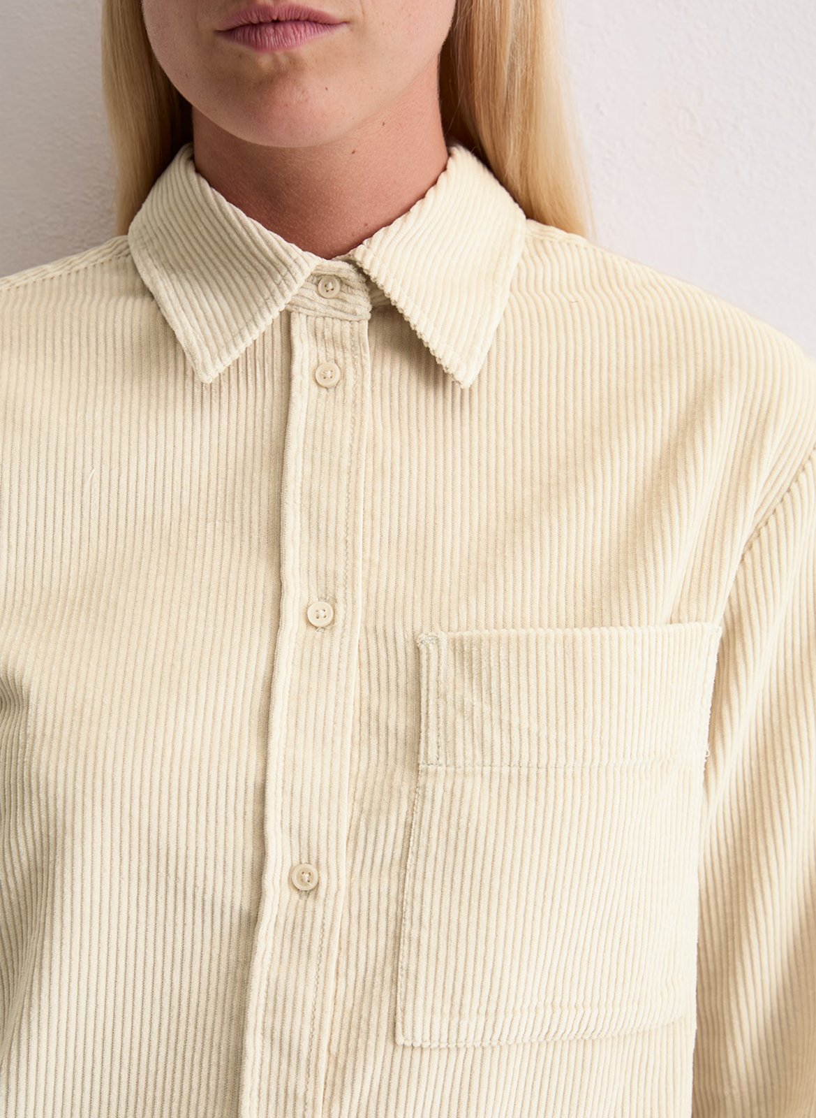 Camisa de pana con cuello clásico MARC O'POLO Beige