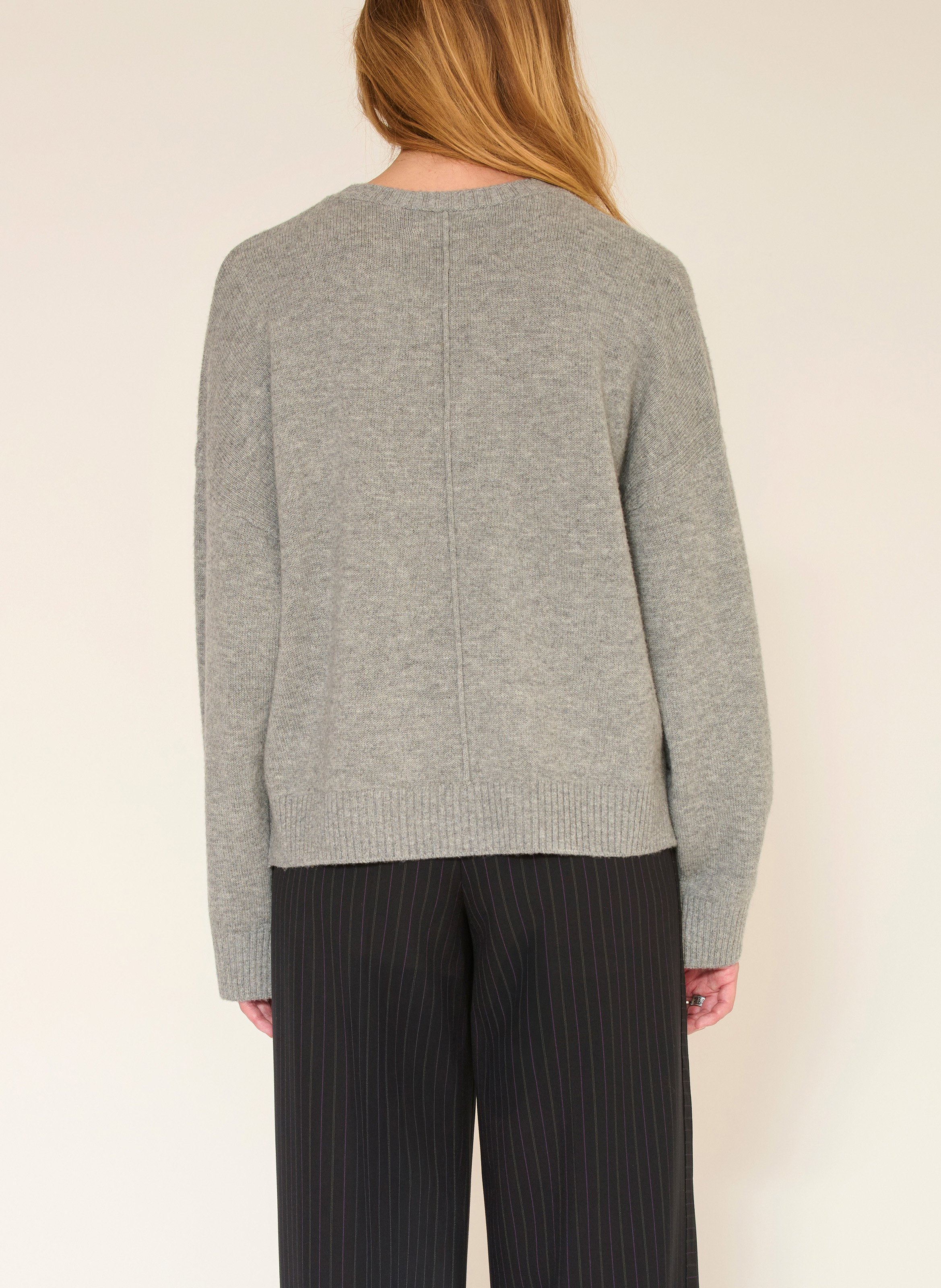Loose-fit round-neck merino wool sweater MKT Grey