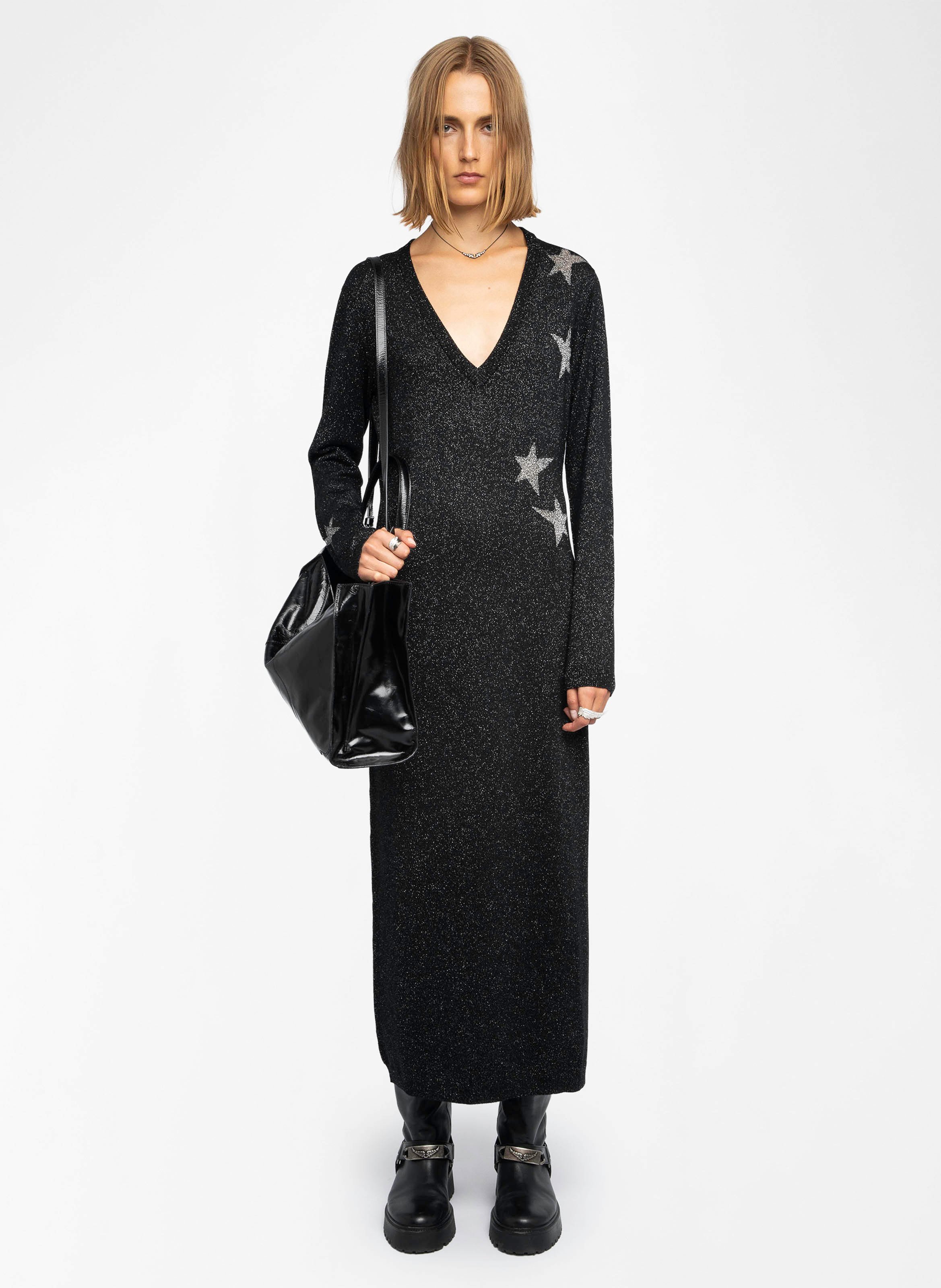 Robe longue col V en laine mélangée ZADIG&VOLTAIRE Noir