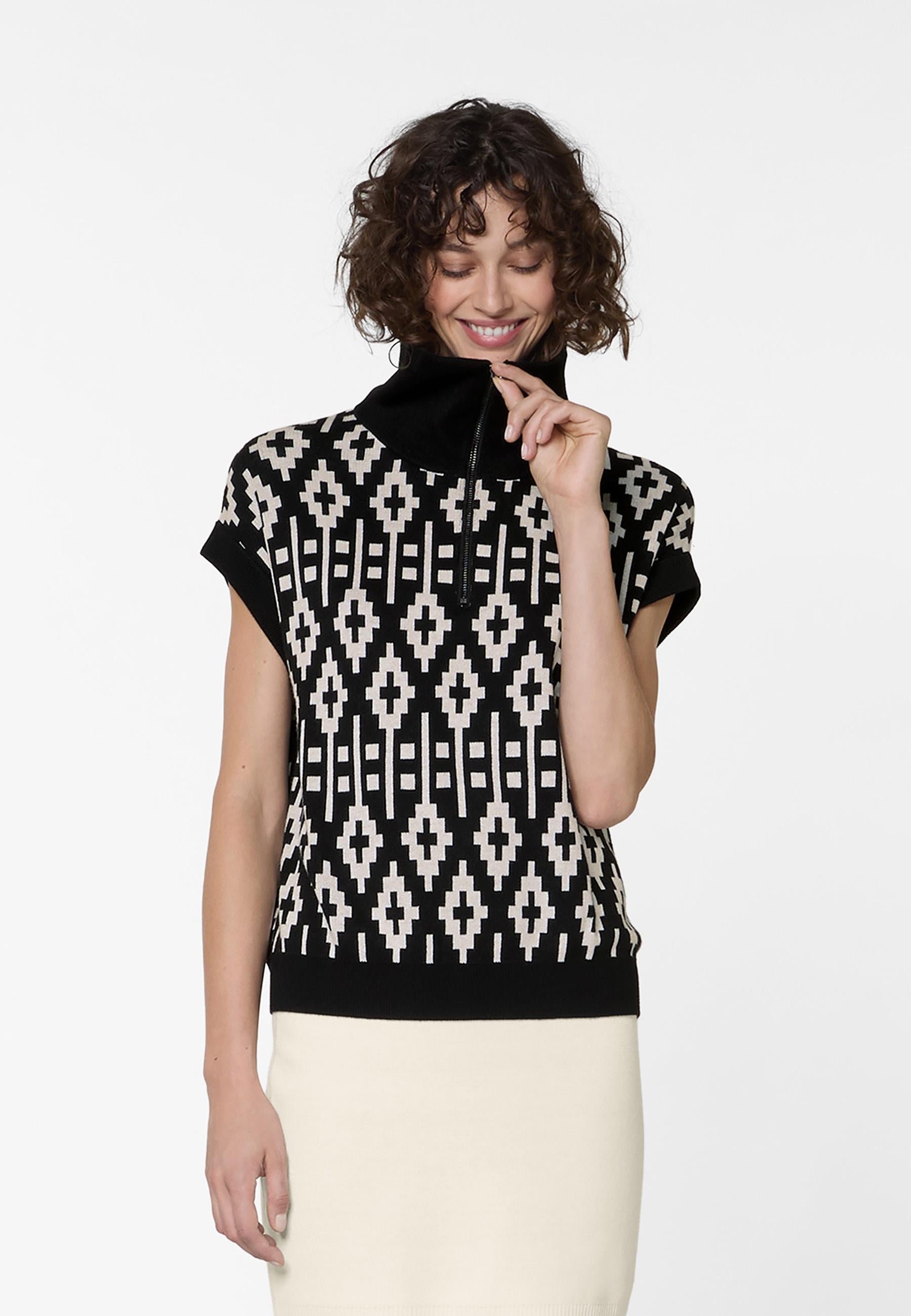 Short-sleeved jacquard sweater RODIER Black