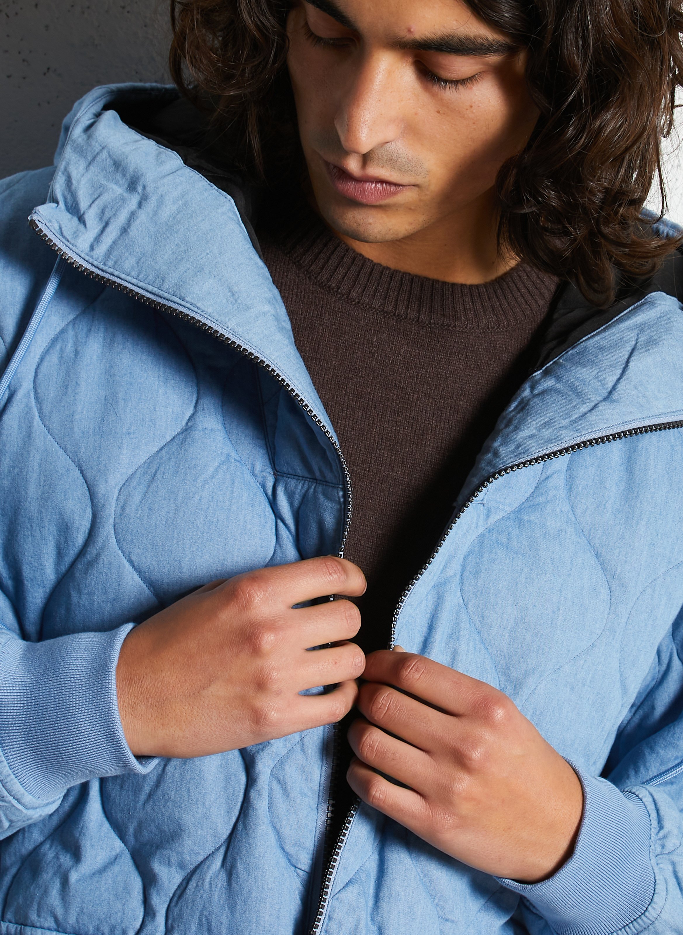 Oversized hoodie met opstaande kraag TAION Blauw