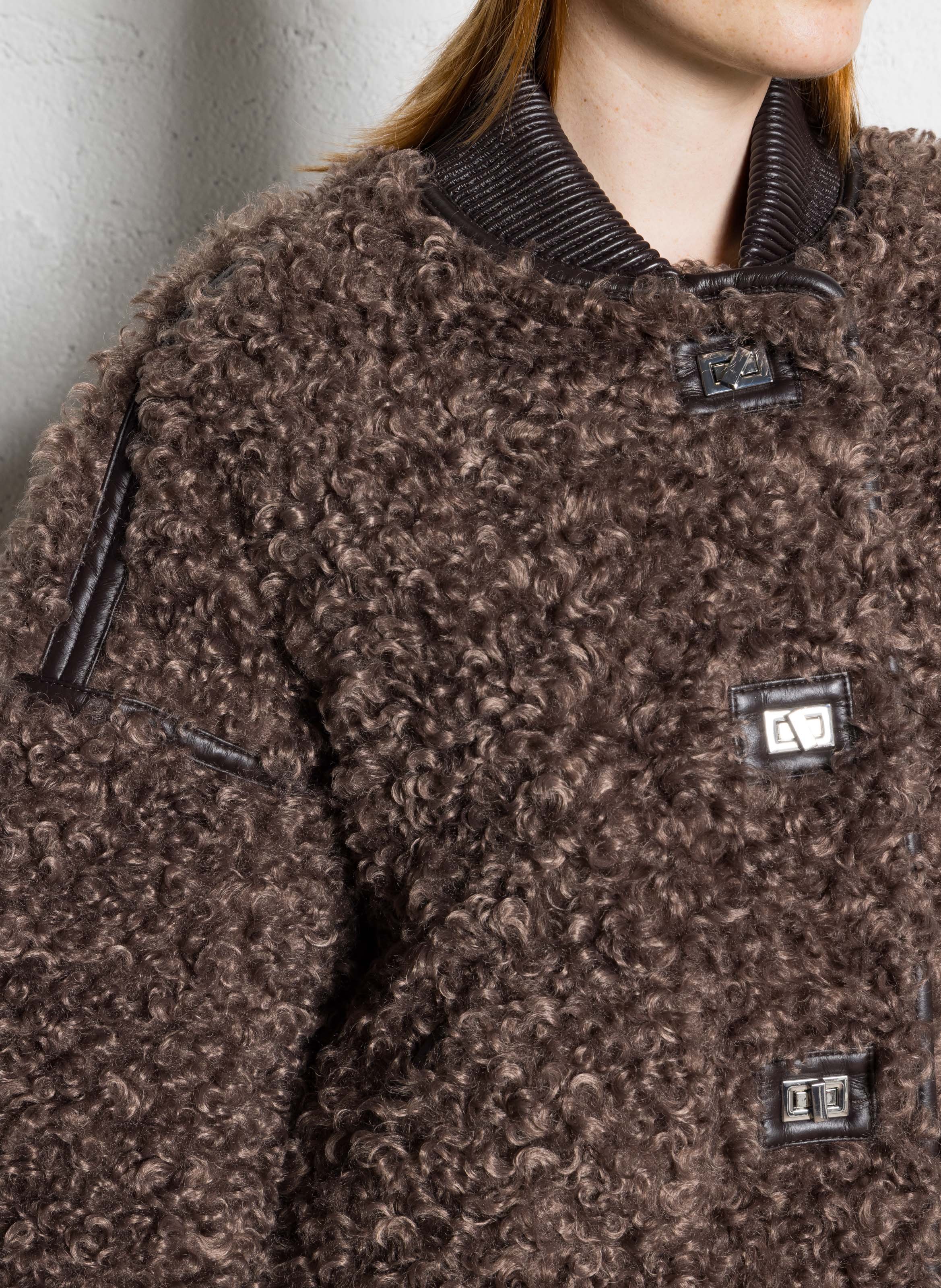 Jasje met ronde hals en imitatiebont BERENICE Bruin