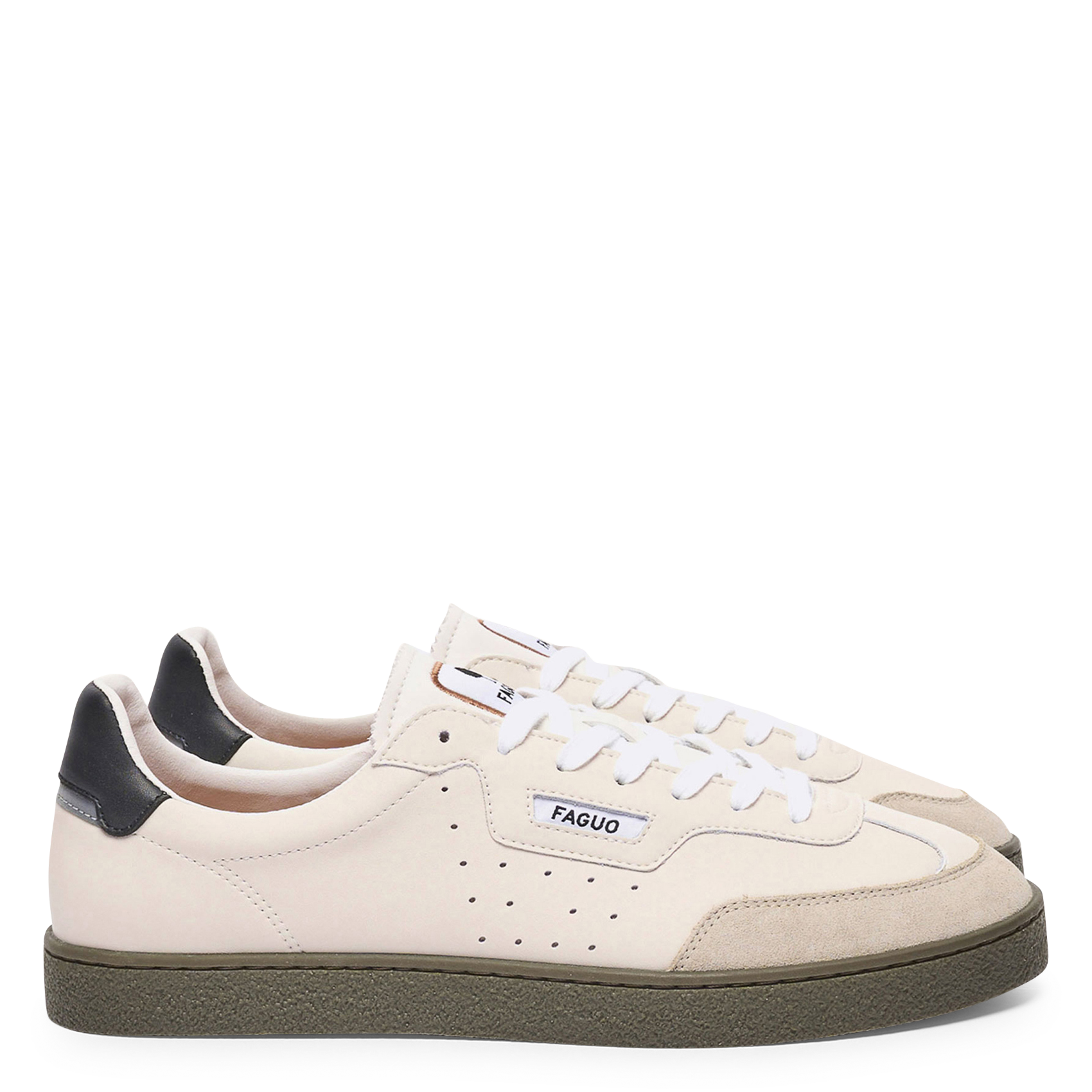 Niedrige Sneaker aus Leder-Mix FAGUO Beige