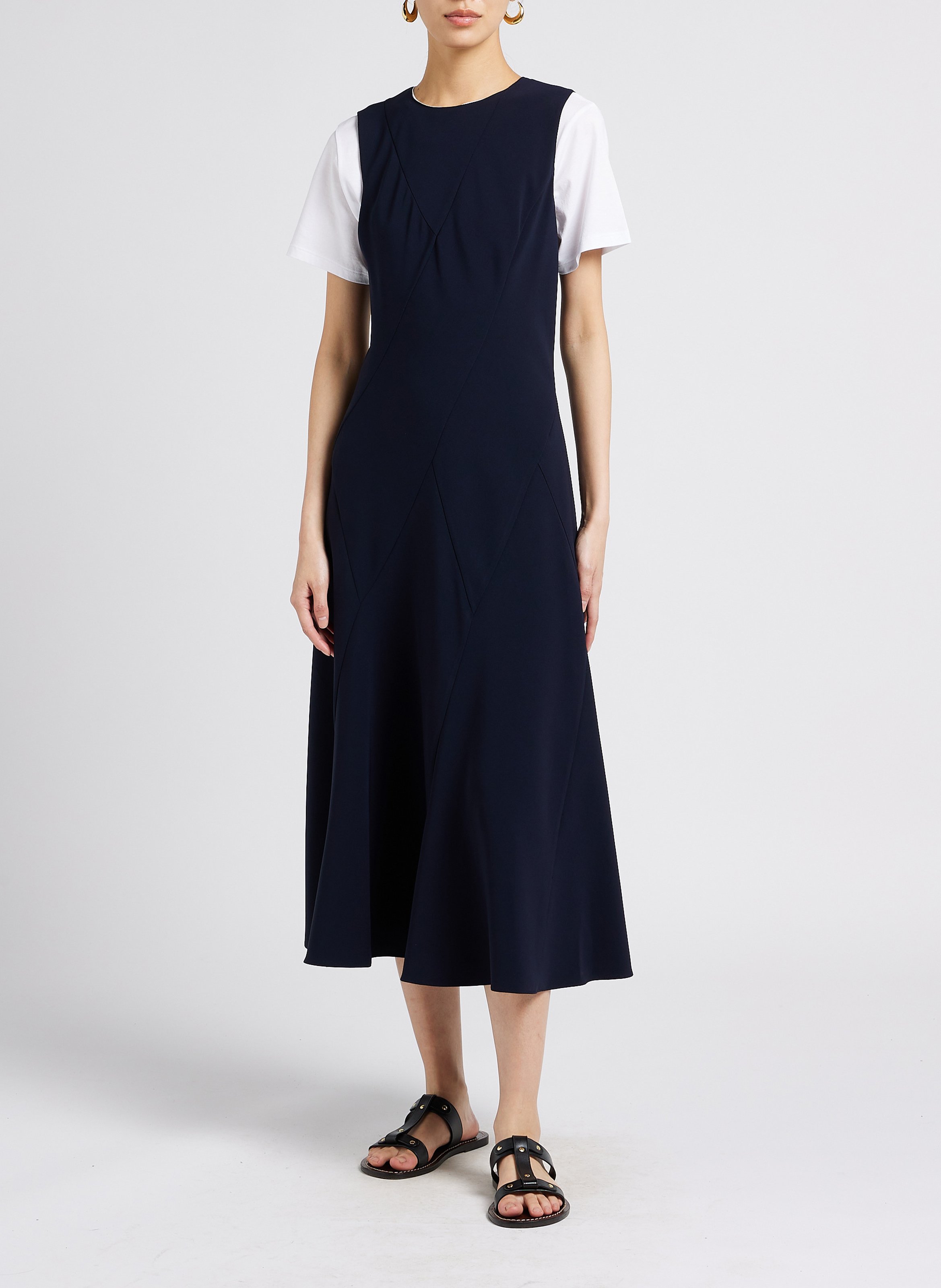 Mouwloze, uitlopende jurk THEORY Blauw