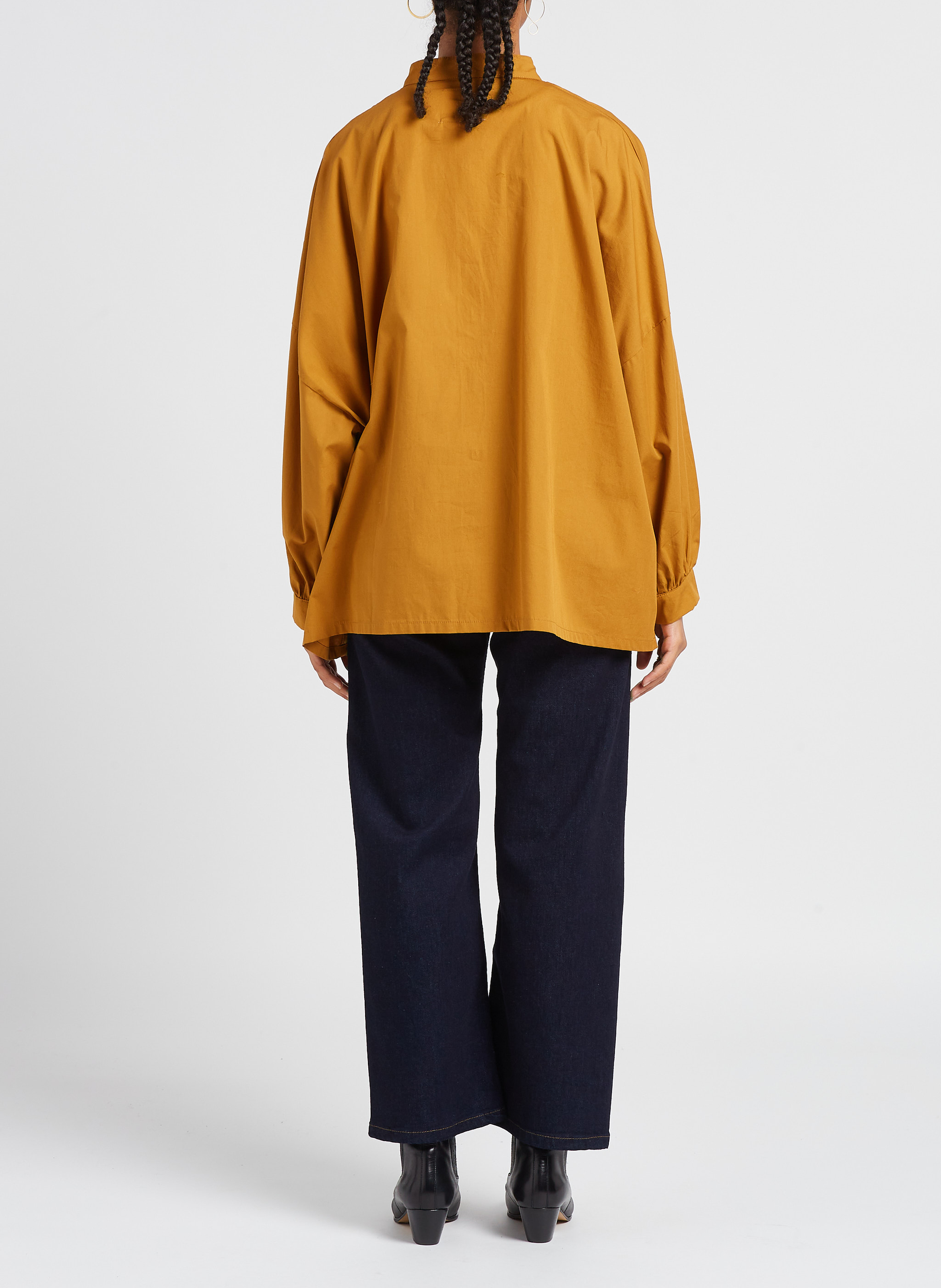 Oversized cotton shirt with mandarin collar RITA ROW Orange
