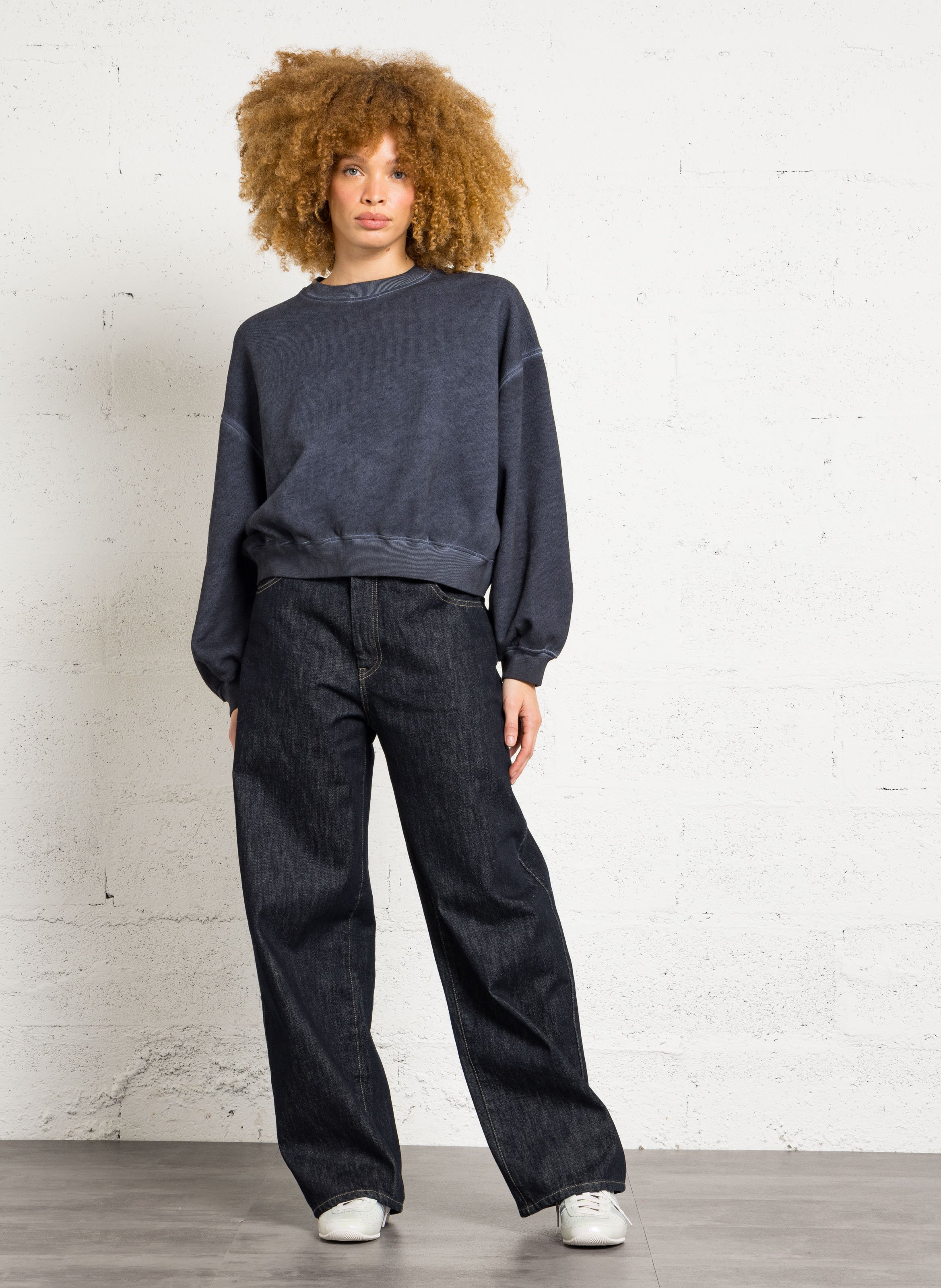 Rundhals-Sweatshirt aus Baumwoll-Mix BELLEROSE Blau