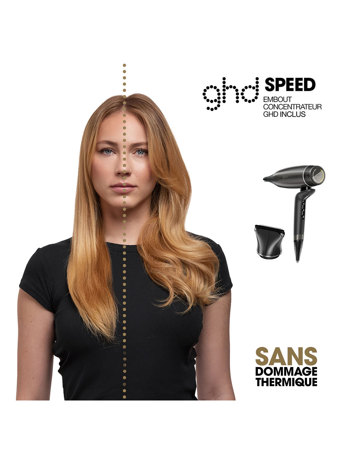 Hairdryer ultra-fast ghd Speed metallic black GHD Noir