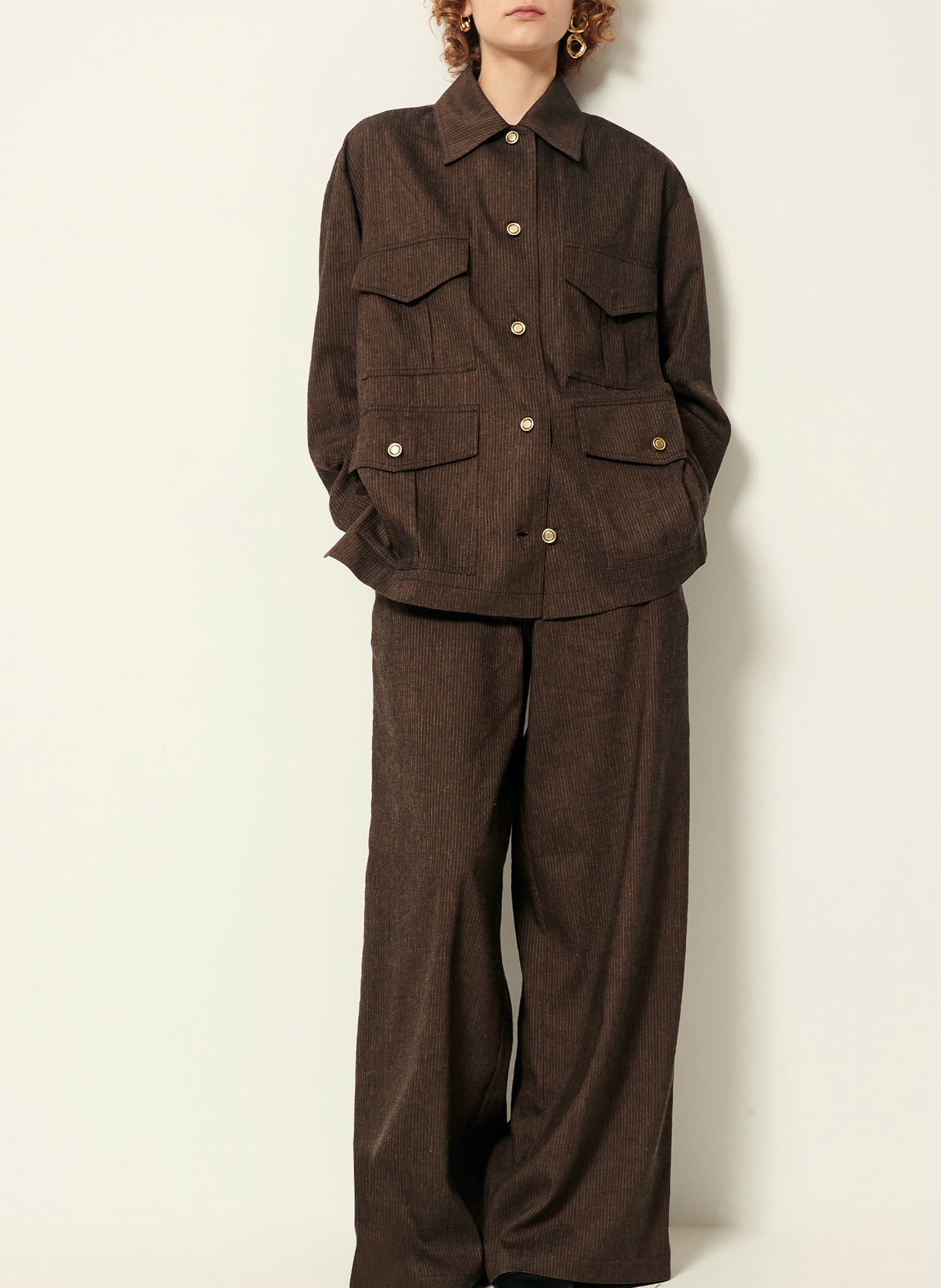 Giacca stile sahariana in lino misto SESSUN Marrone