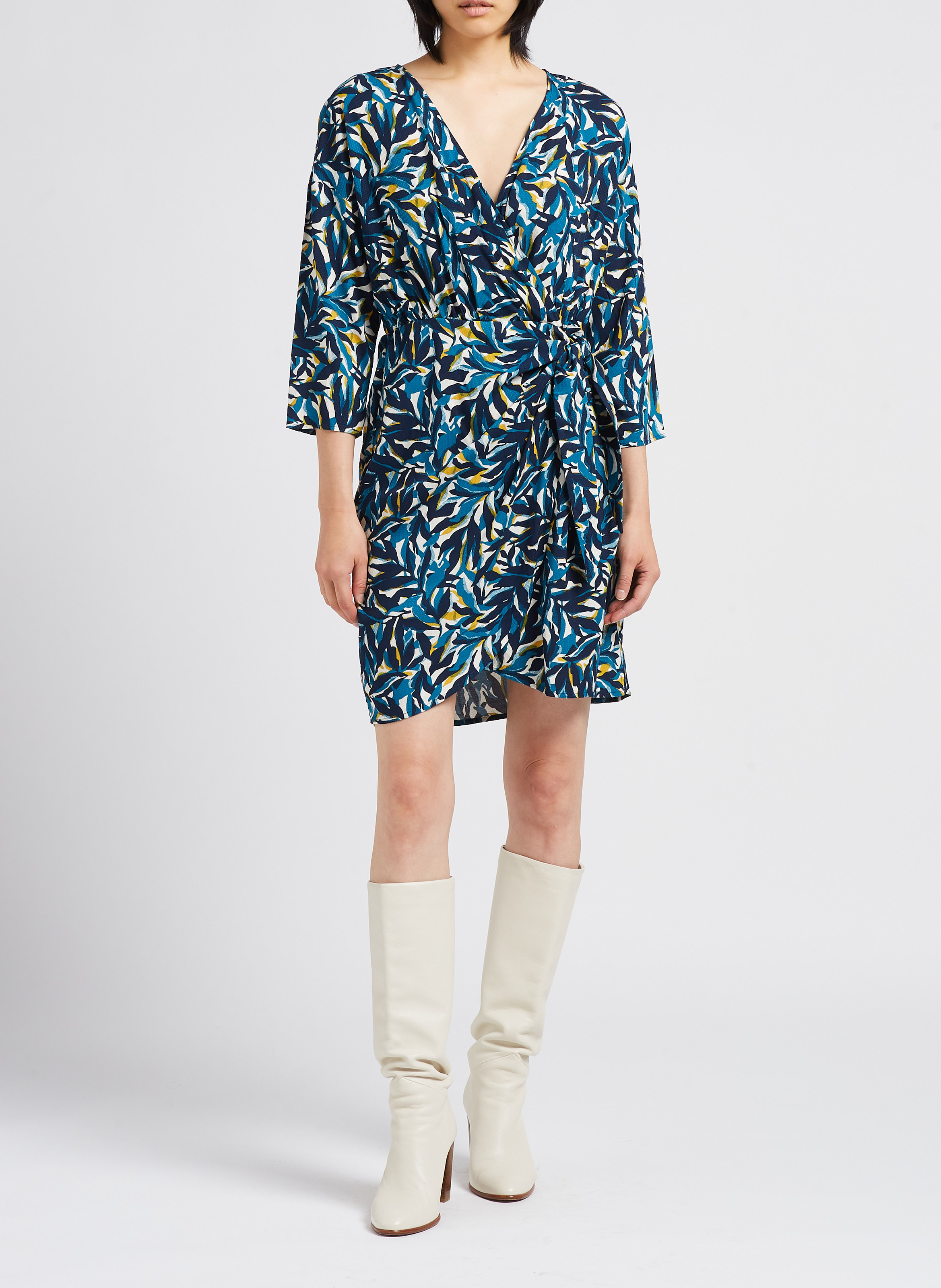 Robe portefeuille droite VILA Beige