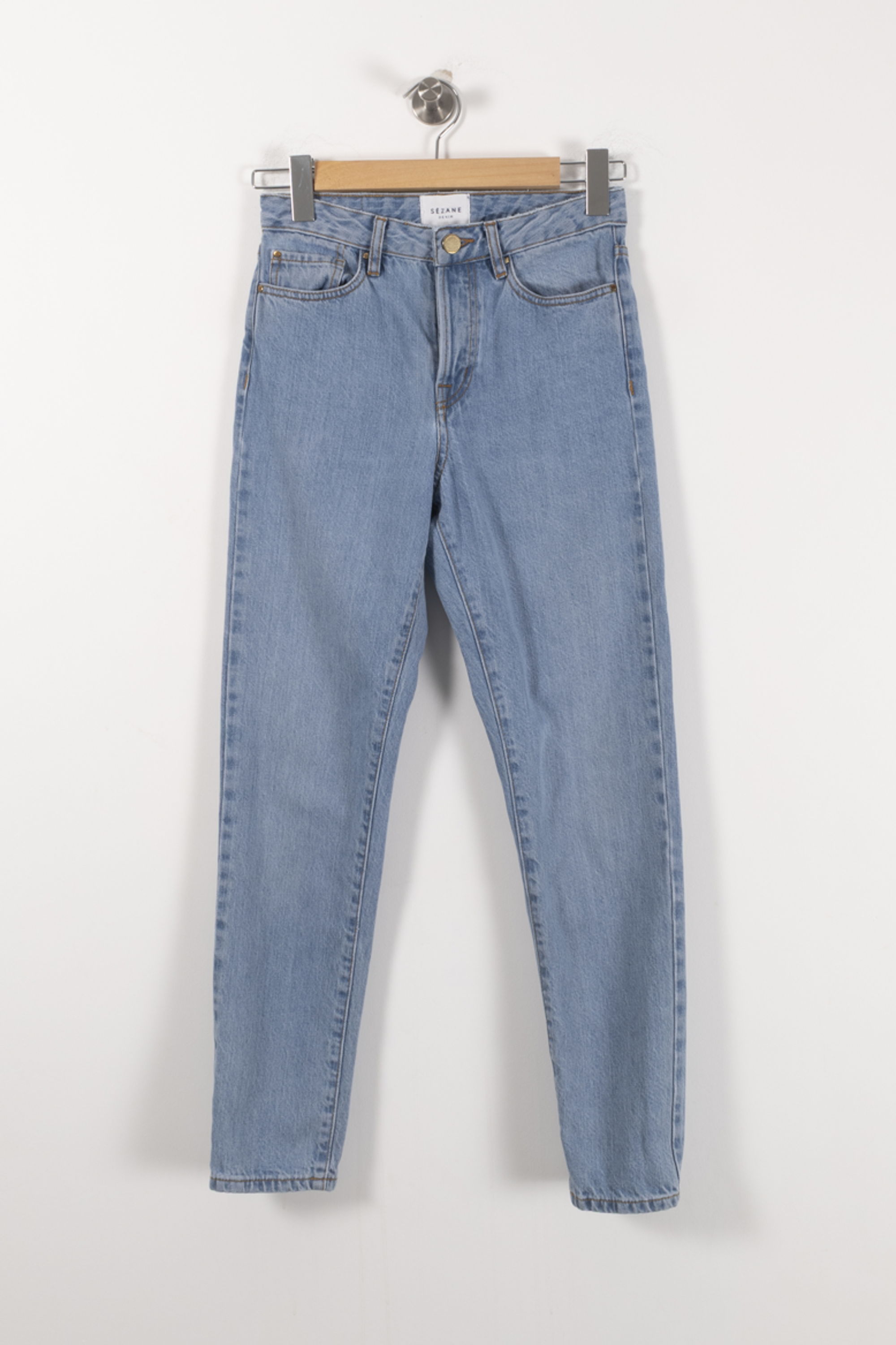 Cropped slim jeans with studs SEZANE - Seconde main Blue