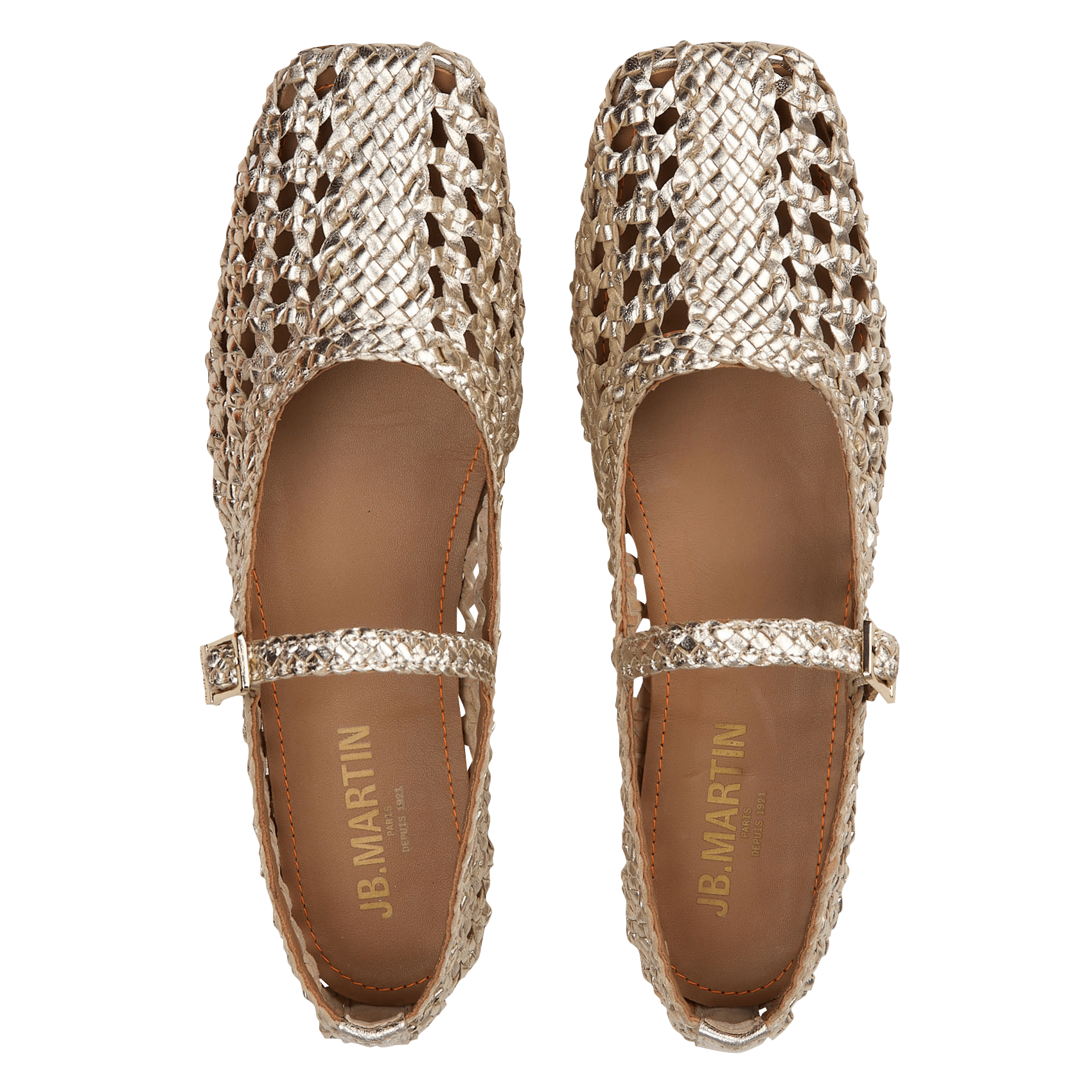 Braided leather ballet pumps JB MARTIN Golden