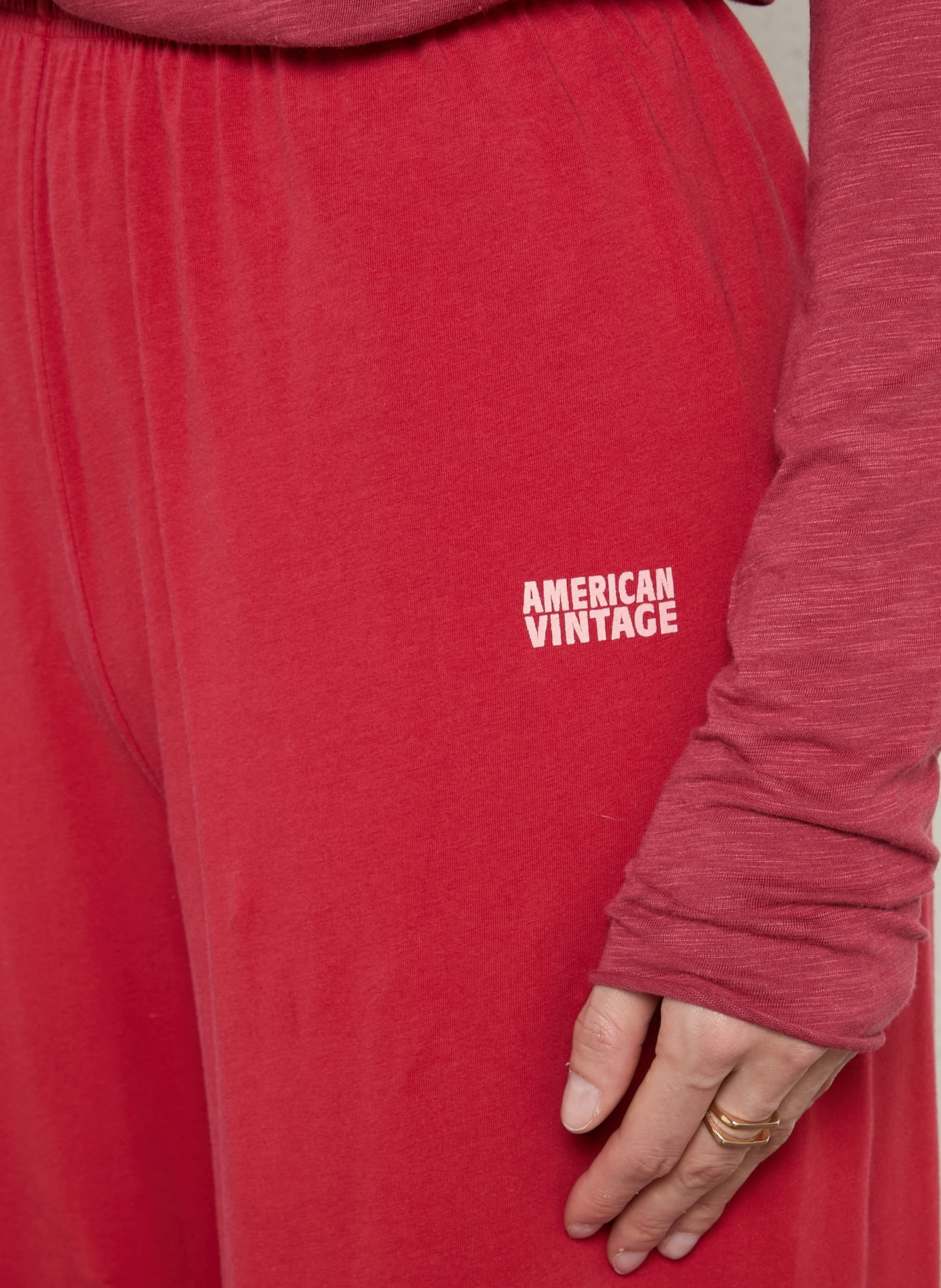 Wijde joggingbroek met hoge taille | katoenblend AMERICAN VINTAGE Rood