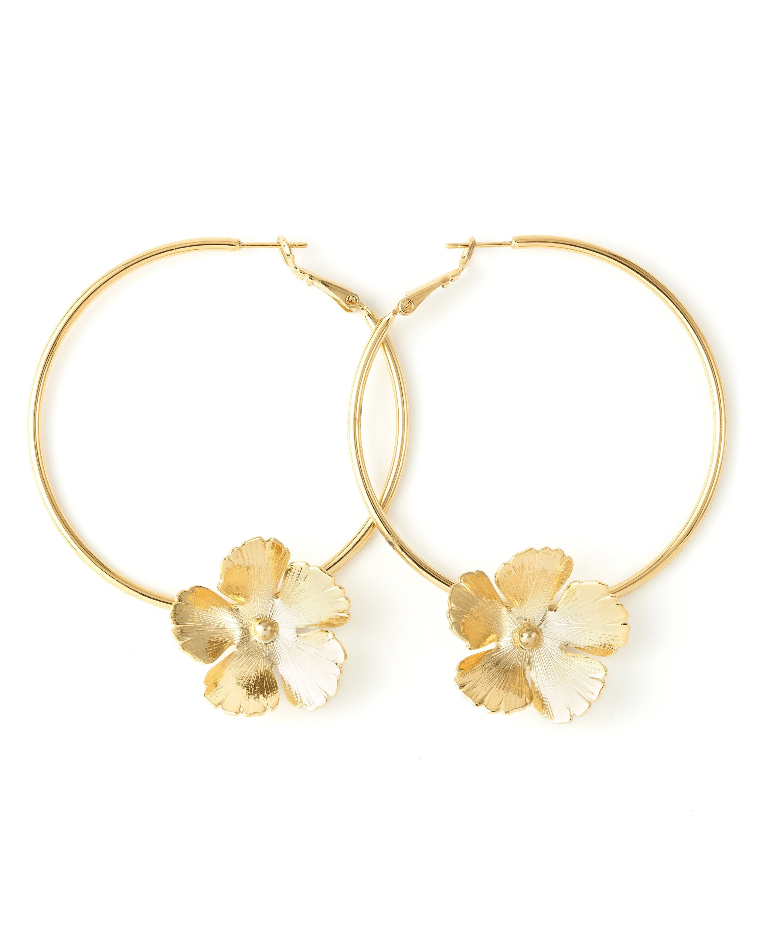 Flower-shaped gold-plated hoop earrings GoldenMONSIEUR SIMONE
