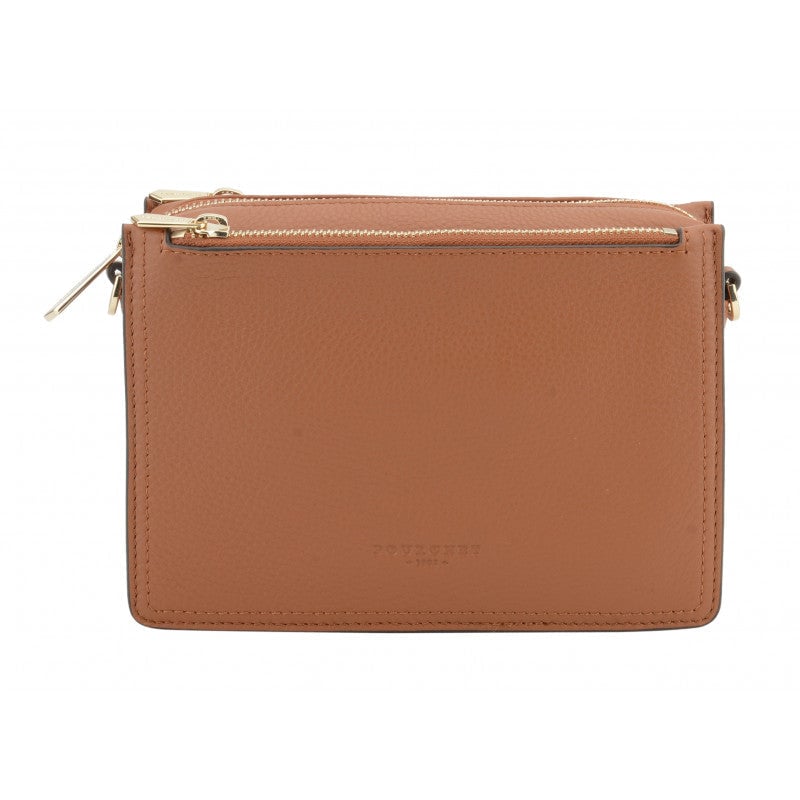 Calfskin leather shoulder bag POURCHET Brown
