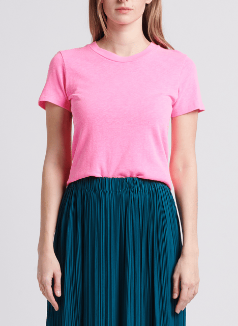 Gerade geschnittenes Rundhals-T-Shirt aus Baumwolle AMERICAN VINTAGE Rosa