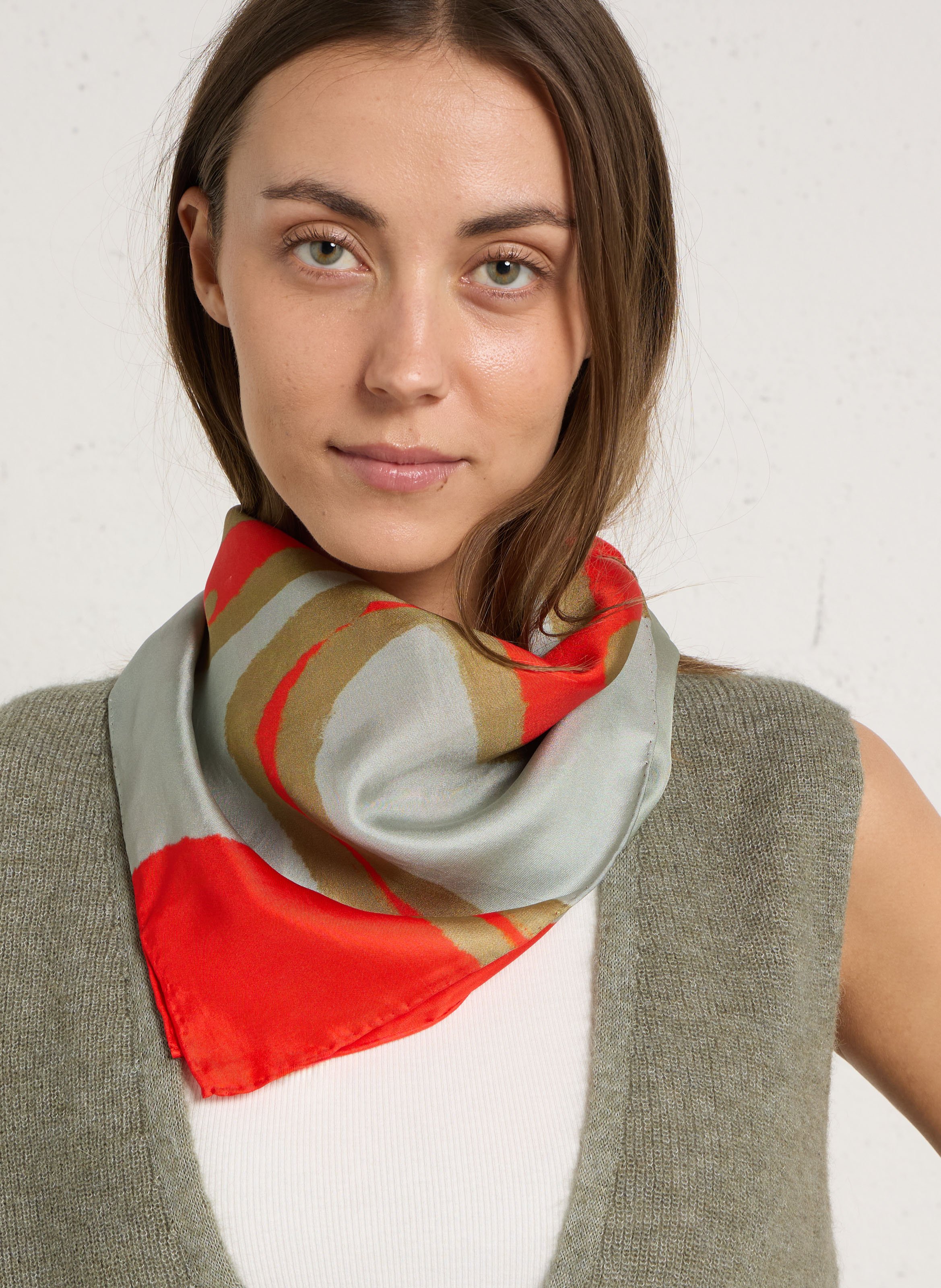 Printed silk scarf BECKSONDERGAARD Red