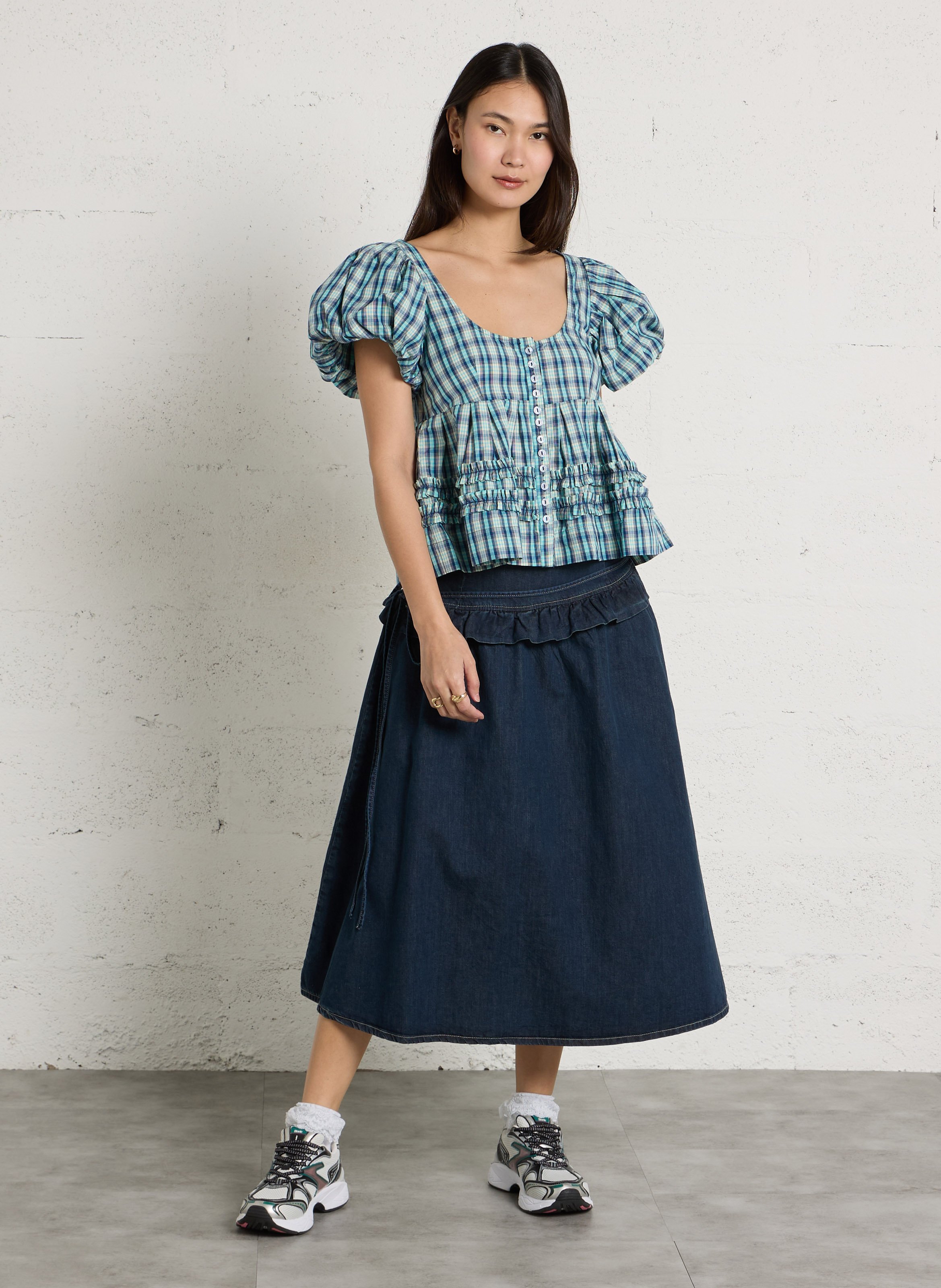 Weites Bio-Baumwolltop DAMSON MADDER Blau