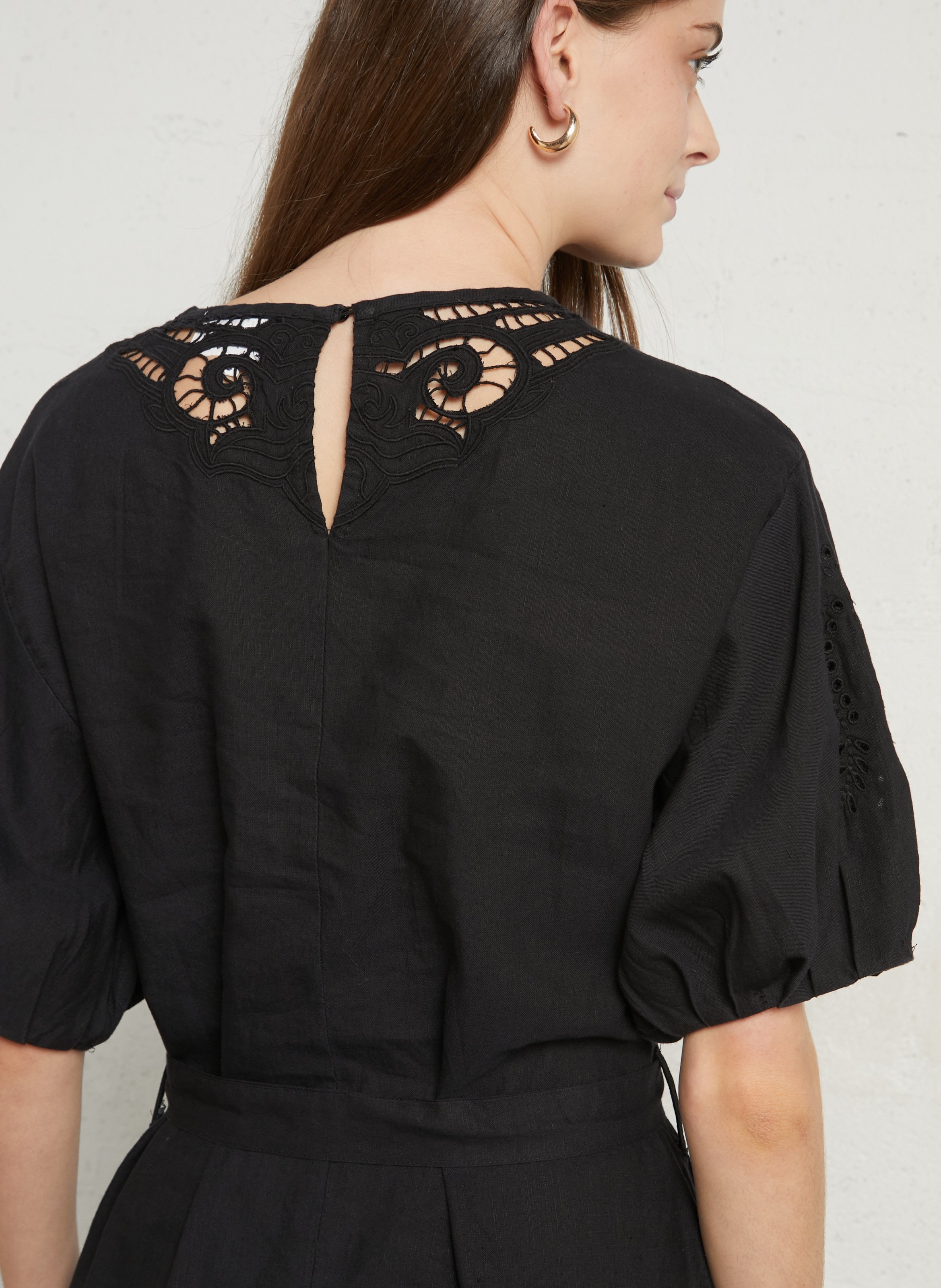 Midi cotton dress with round neck SUD EXPRESS Black