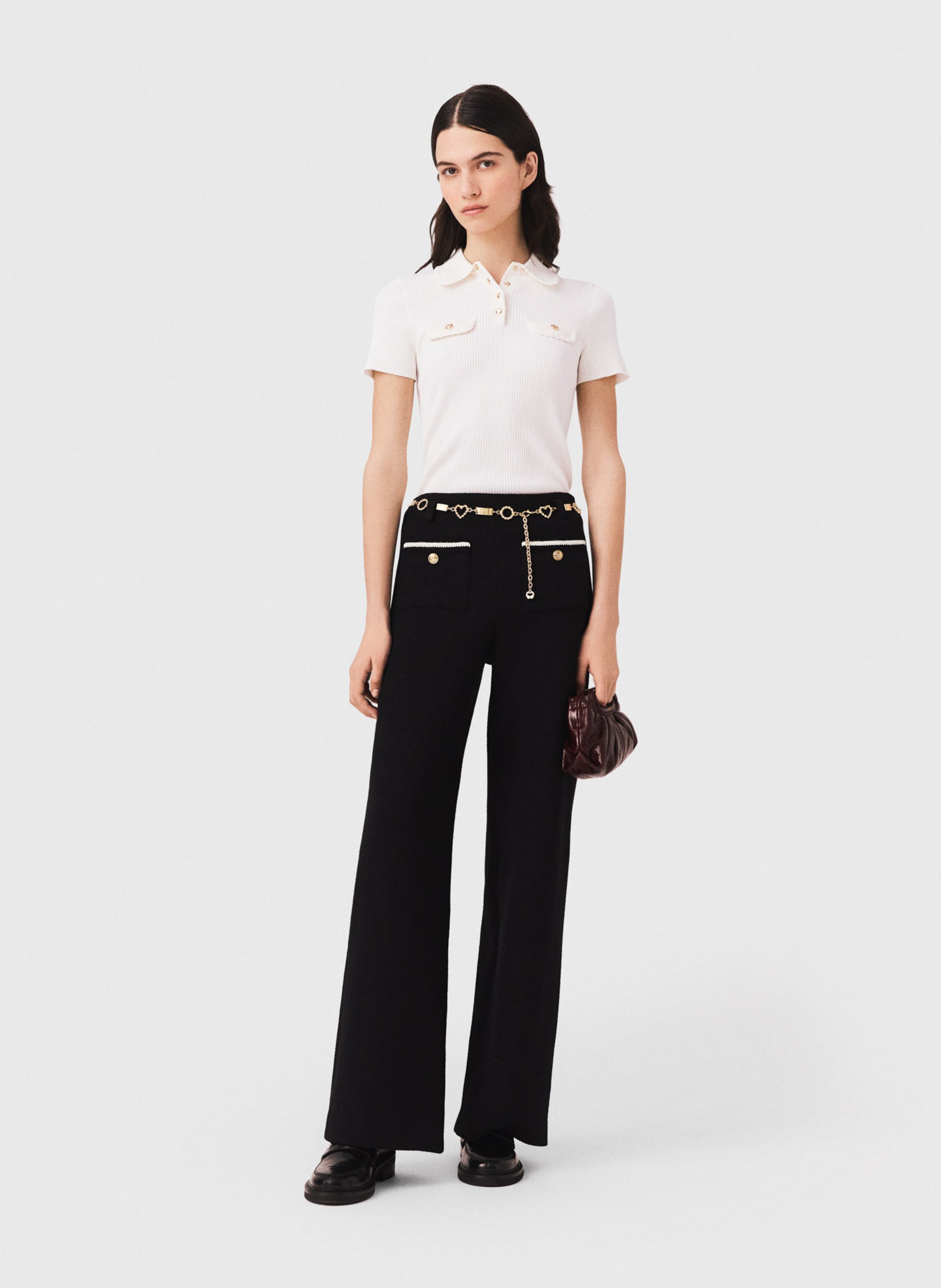 Pantalon taille haute large  MAJE Noir