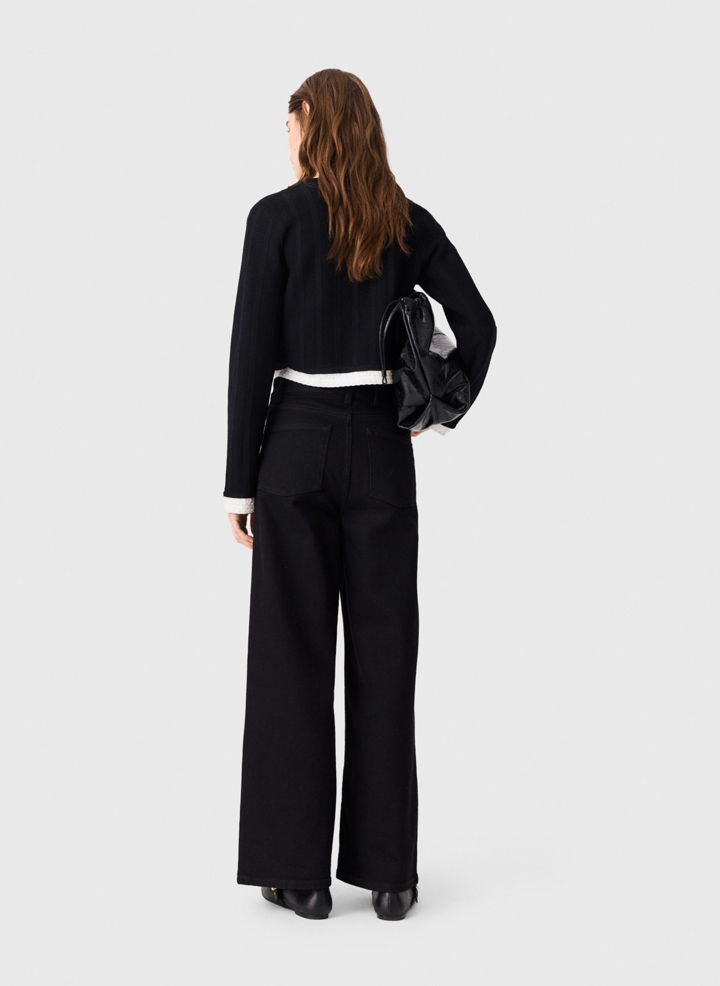 Flared jeans met hoge taille | katoenblend MAJE Zwart