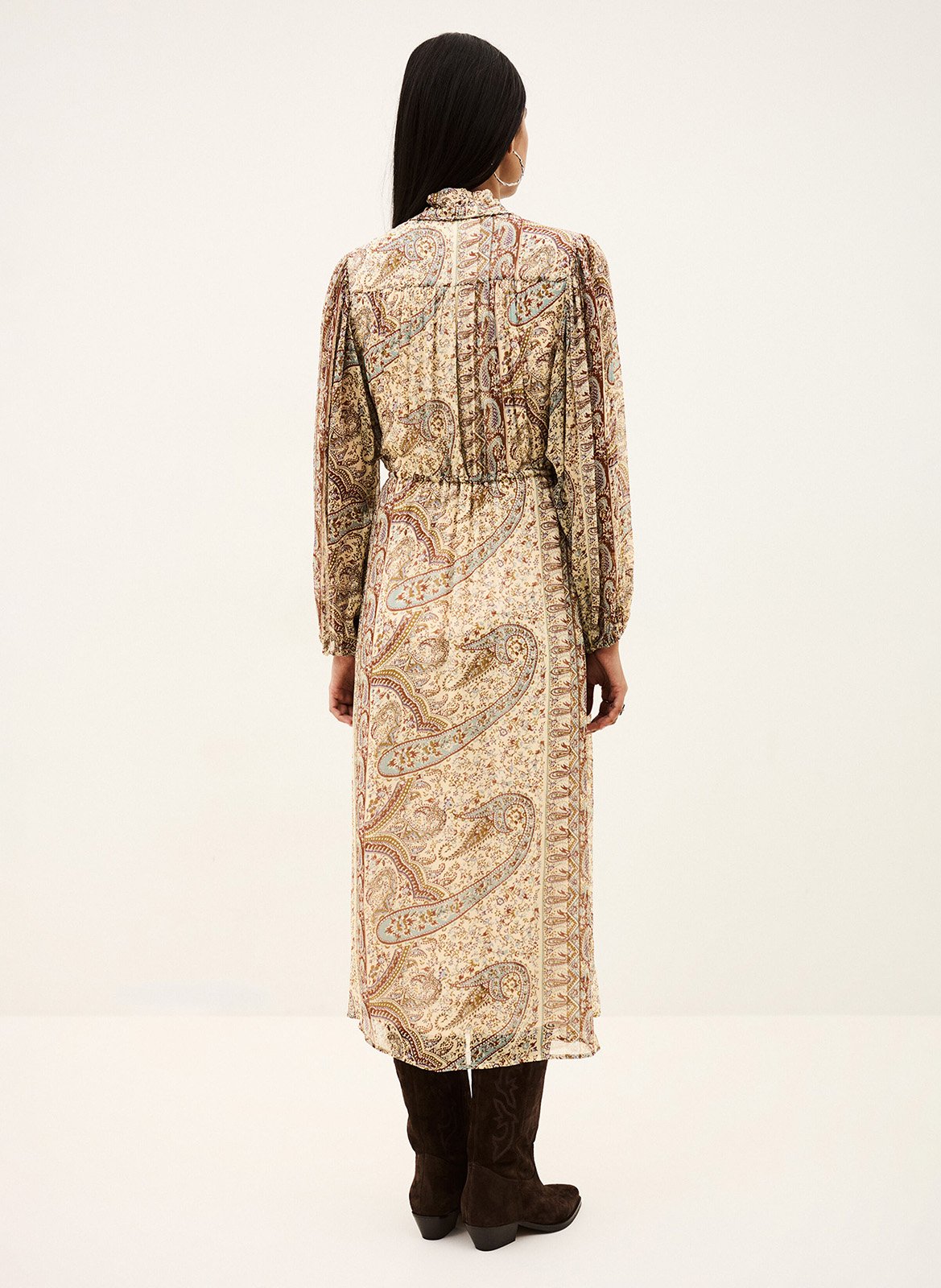 Bedrucktes langes Kleid mit Knöpfen BA&SH Blau