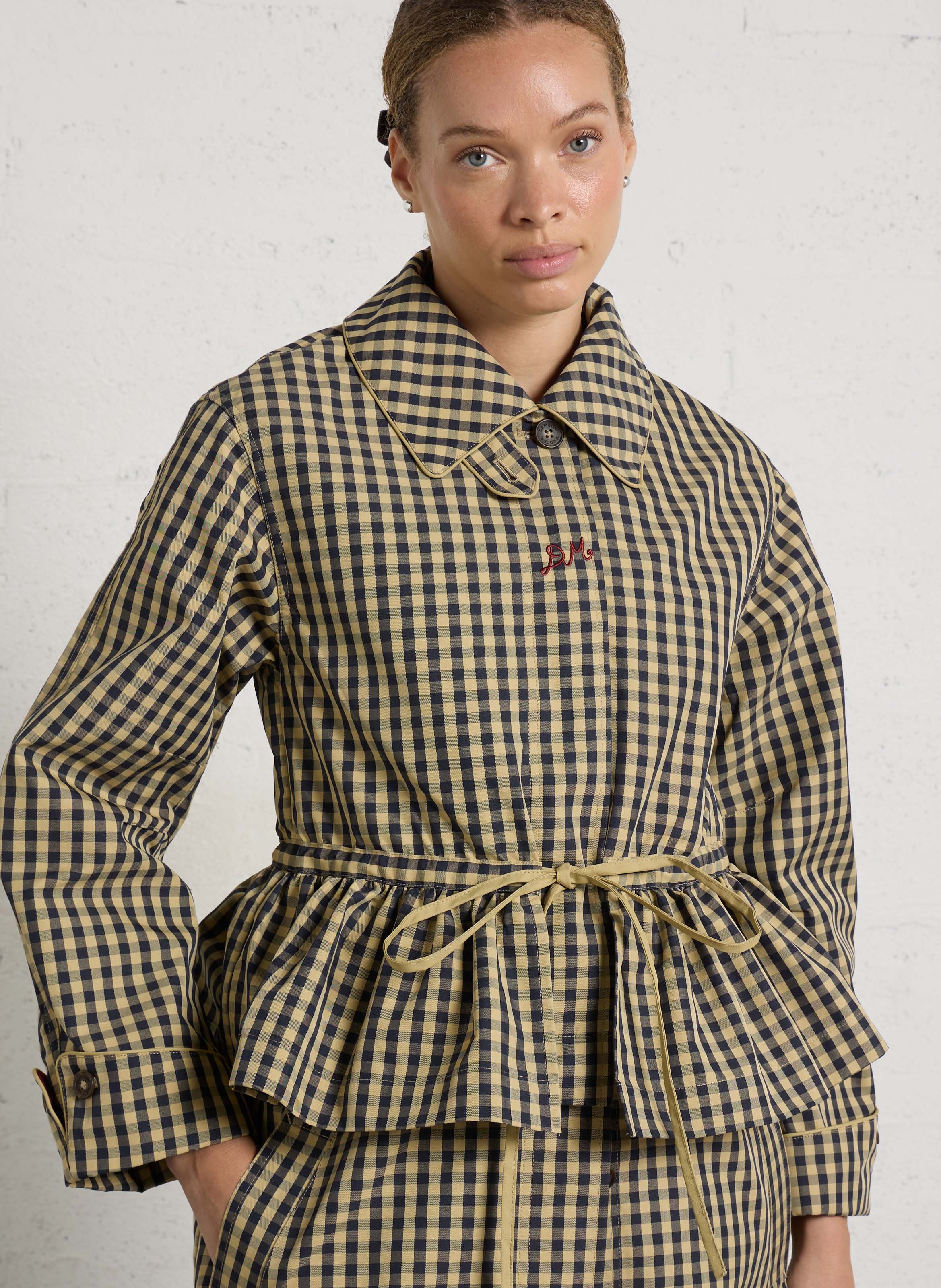 Oversized trenchcoat met klassieke kraag in biologisch katoenmix met print. DAMSON MADDER Blauw