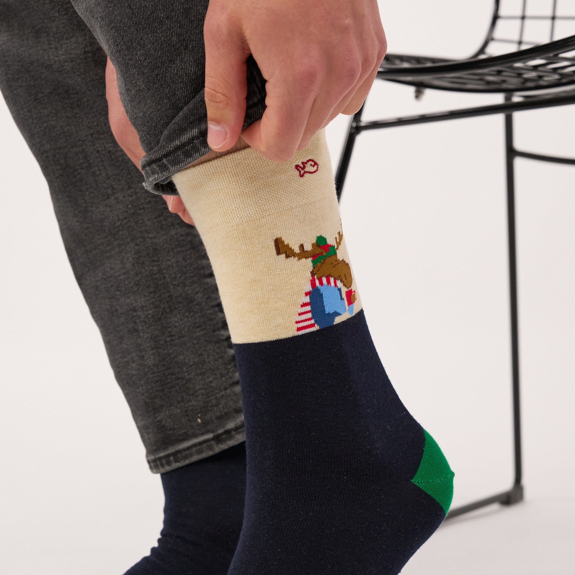 Combed Cotton Socks with Patterns BILLYBELT Blue