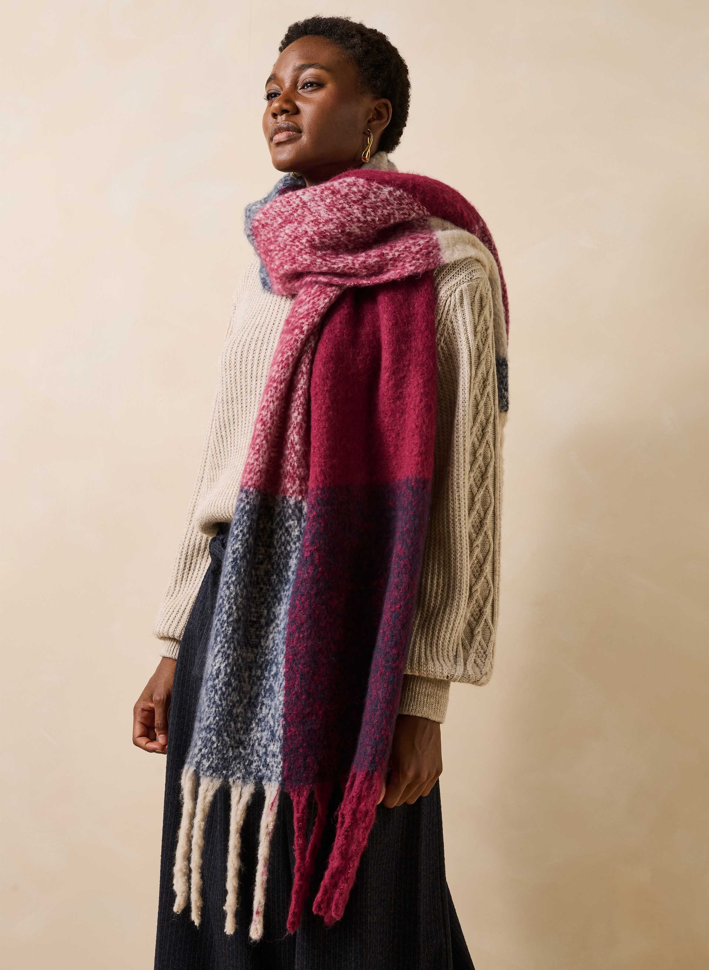 Checked scarf LA FEE MARABOUTEE Purple