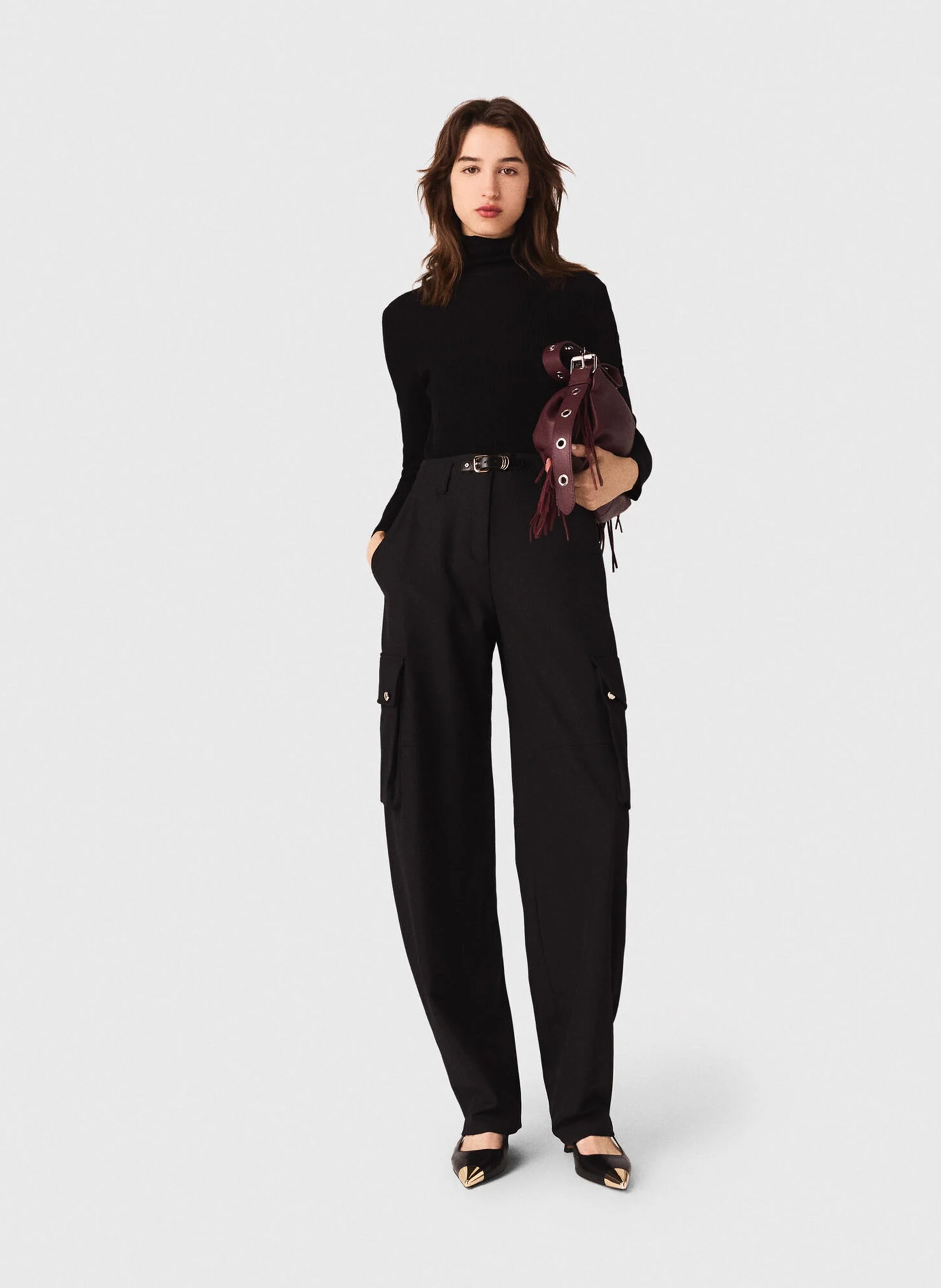 Pull moulant en laine et soie MAJE Noir