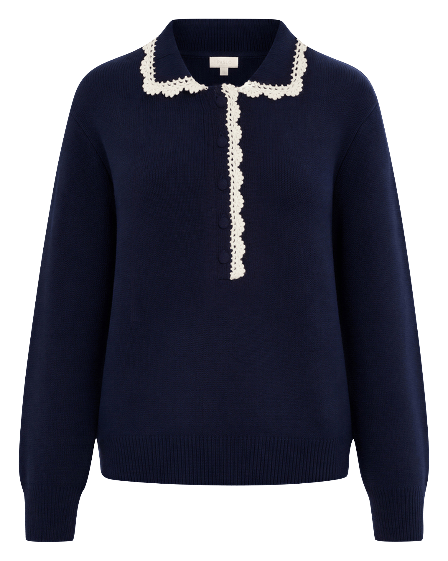 Pull à col boutonné en laine  PABLO Bleu