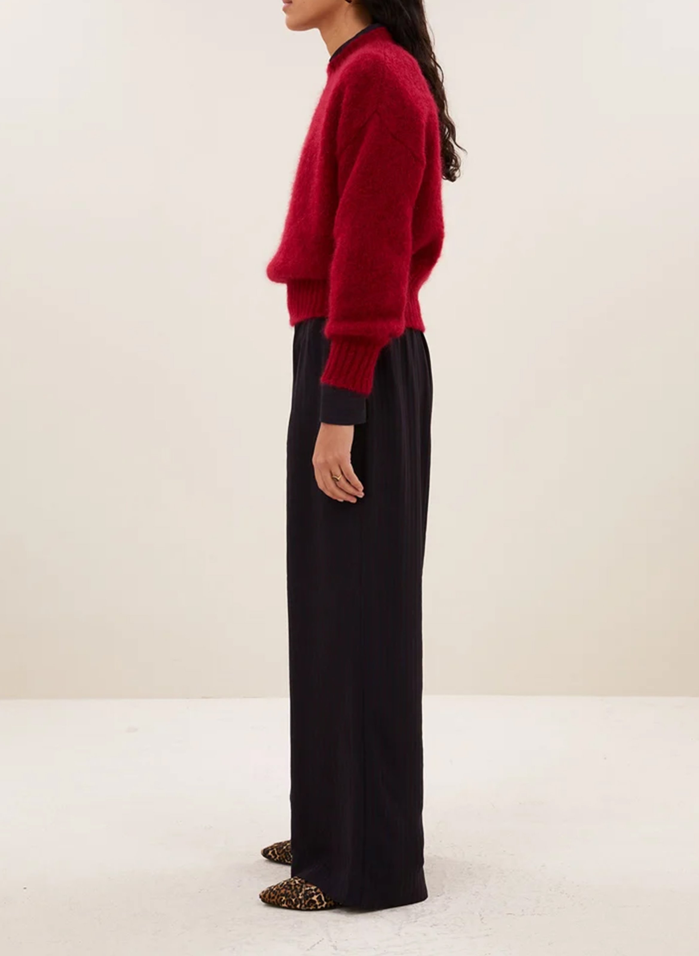 Pantalon large à rayures BY BAR Rouge