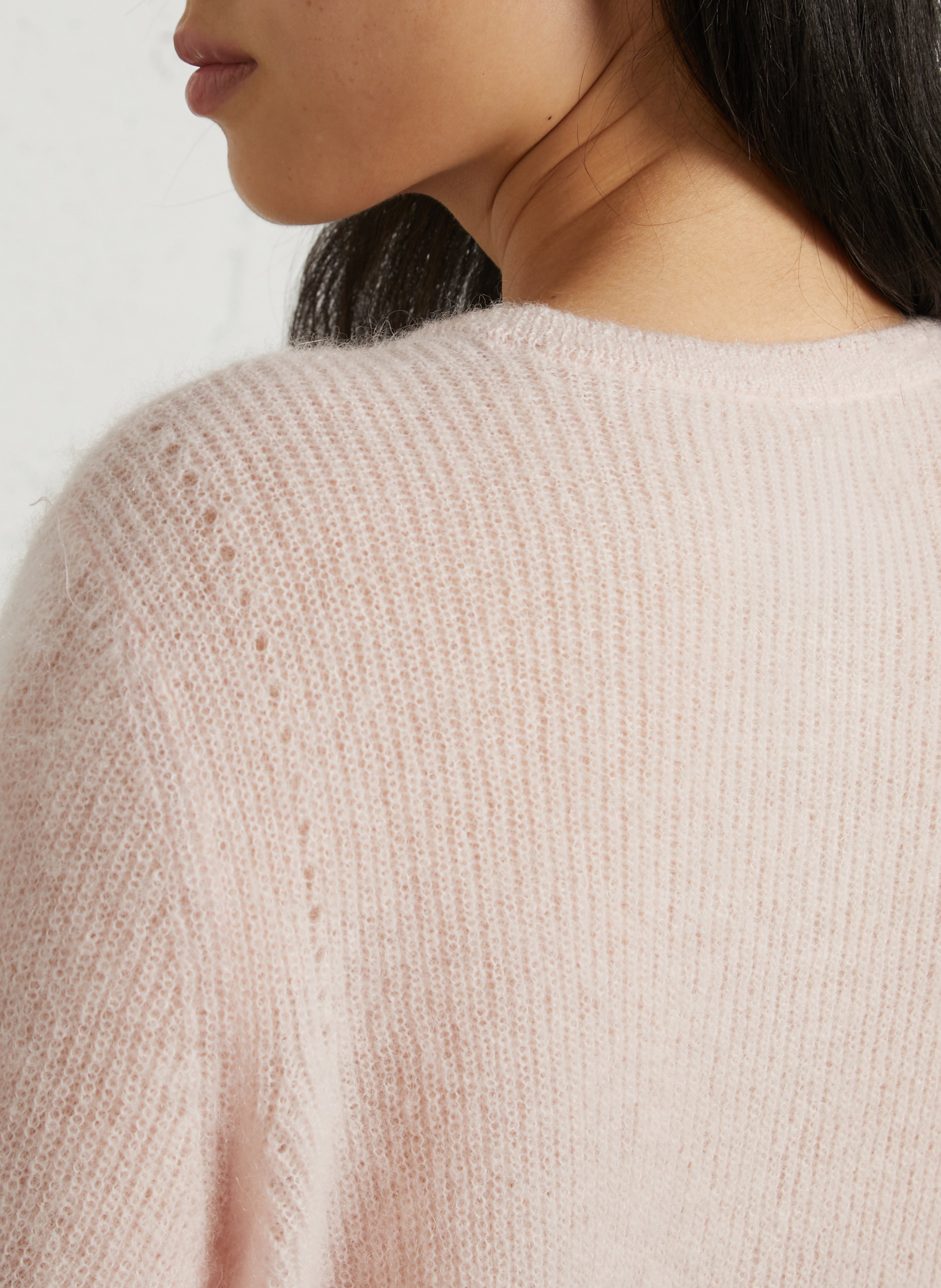 Gerade geschnittene Strickjacke mit Rundhalsausschnitt DES PETITS HAUTS Rosa