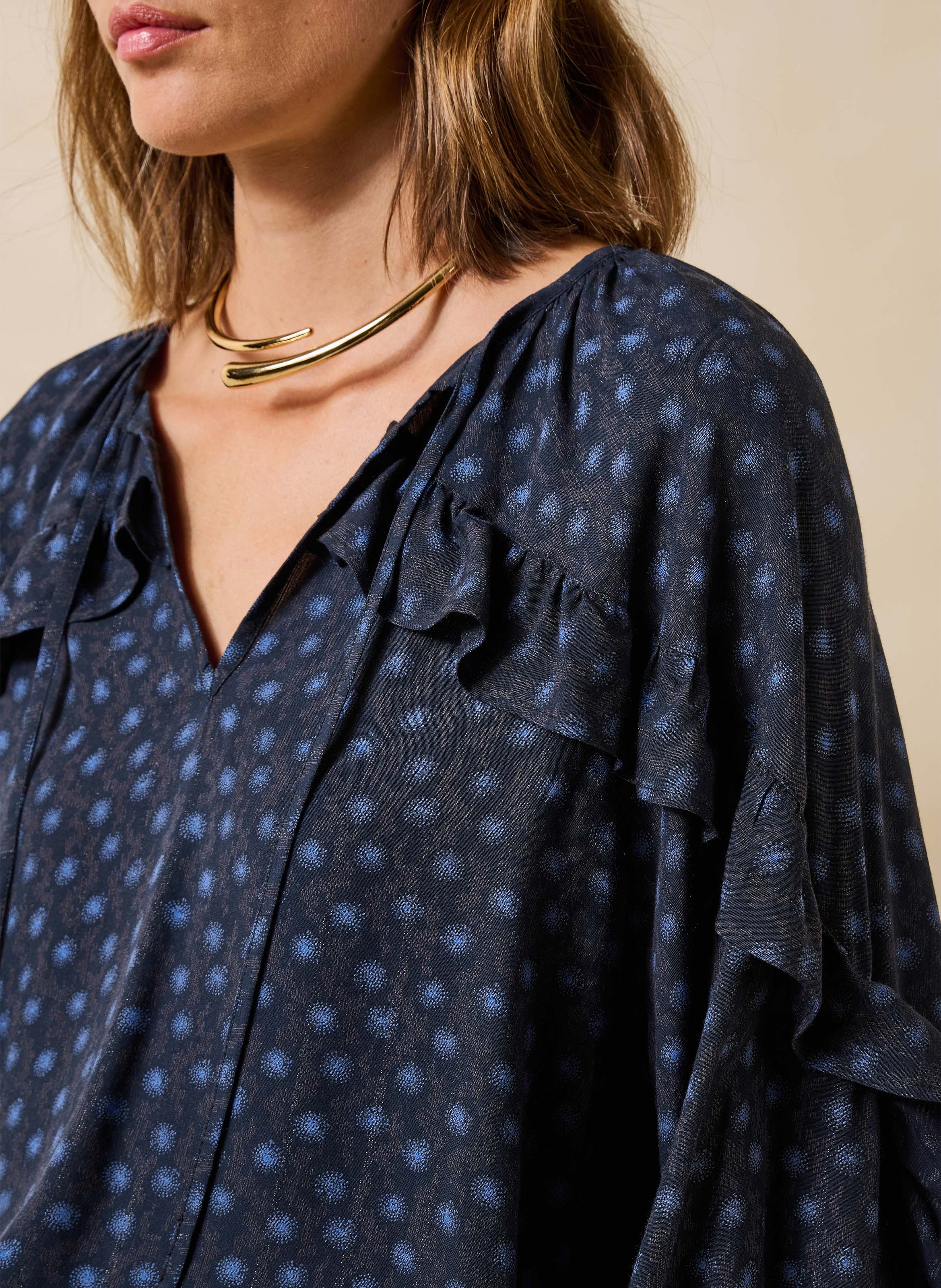 Weites Blusenkleid mit Print LA FEE MARABOUTEE Blau