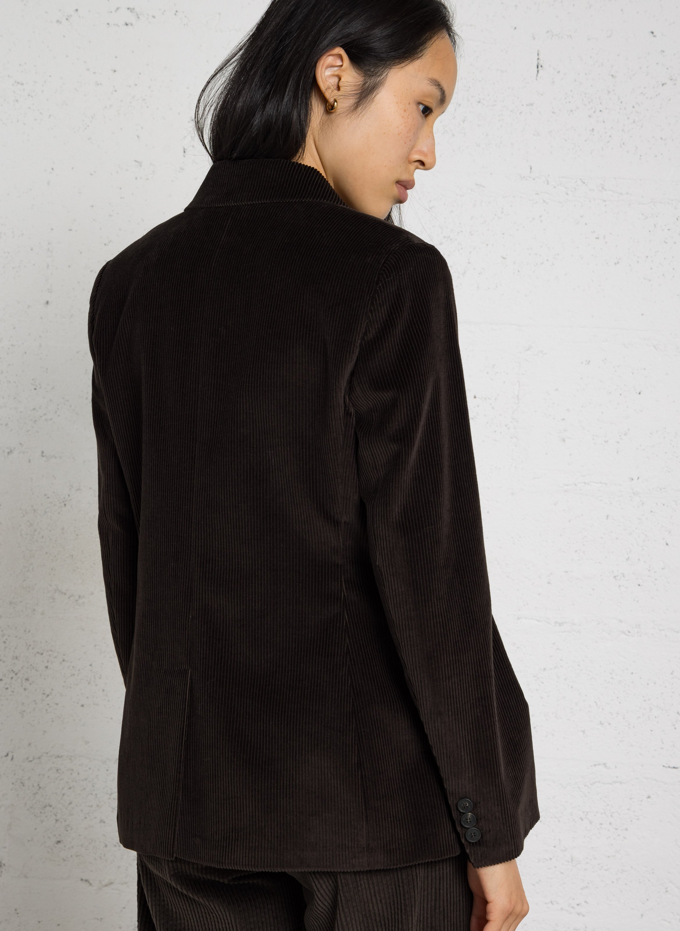 Veste de tailleur ajustée côtelée en coton MAX MARA WEEK END Marron
