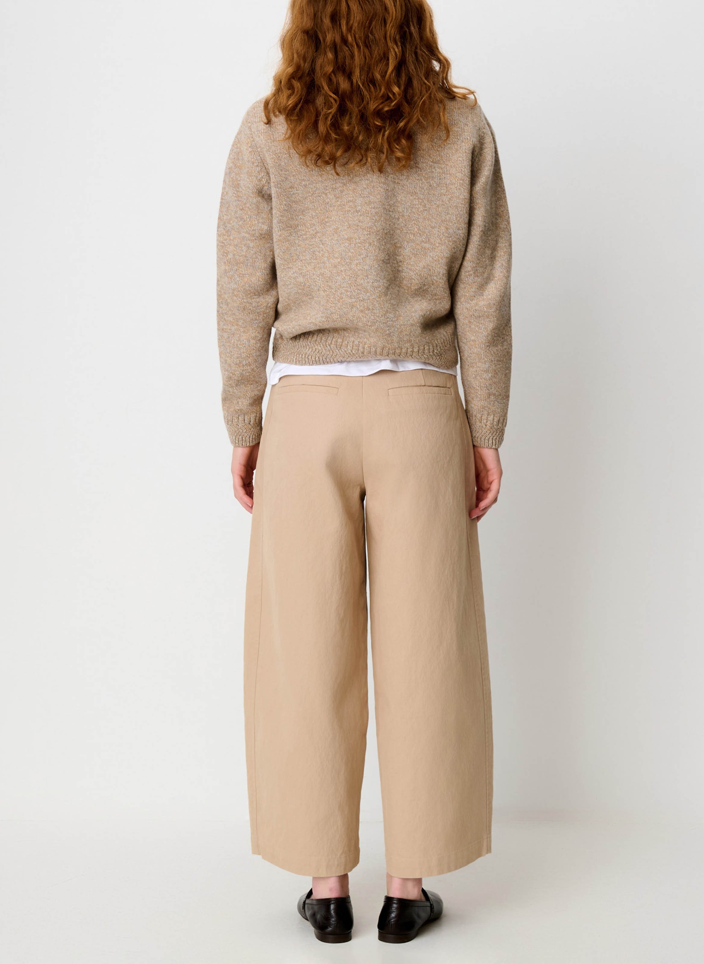 Straight-cut round-neck merino wool sweater SESSUN Beige