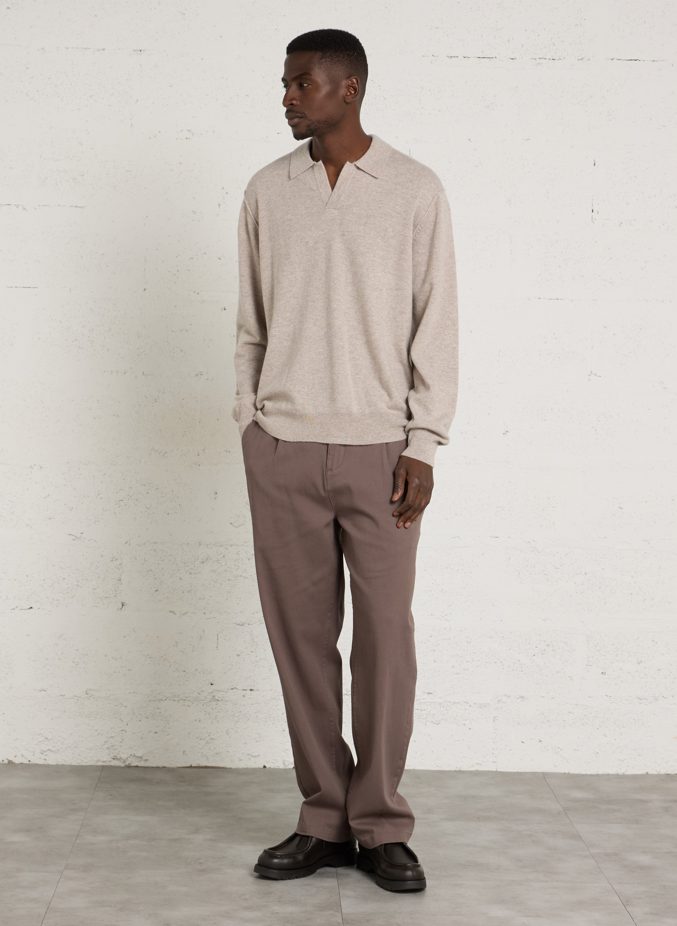 Straight-leg cotton-blend pants SOLID Beige