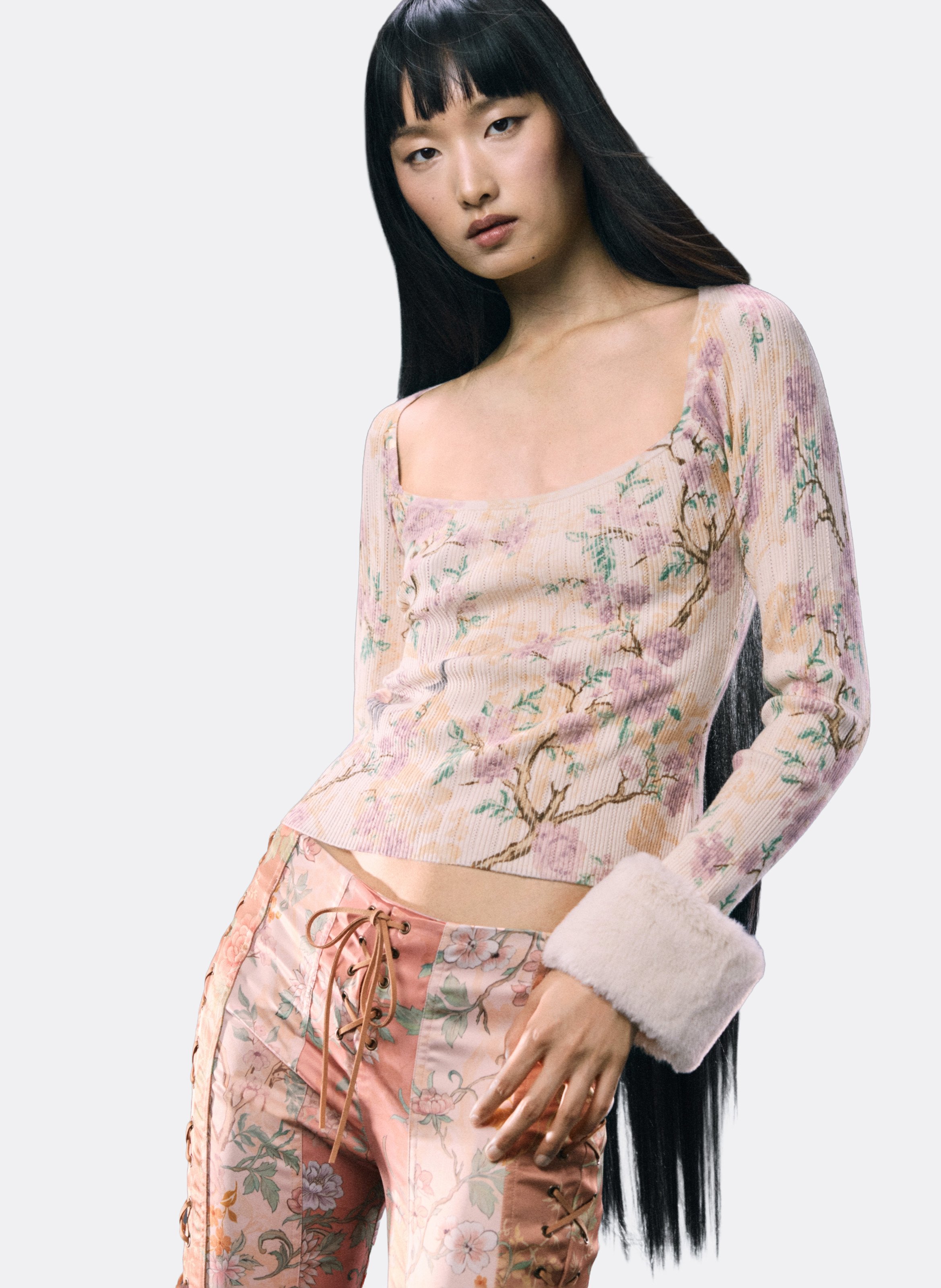 Top met print en lange mouw DESIGUAL Wit