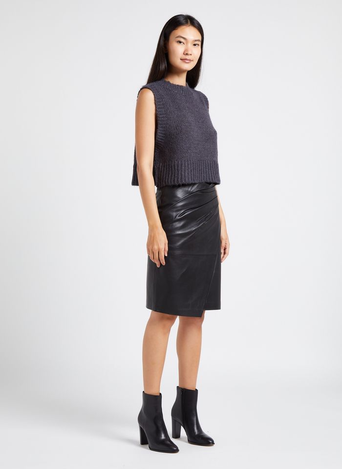 Black Leather wrap skirt
