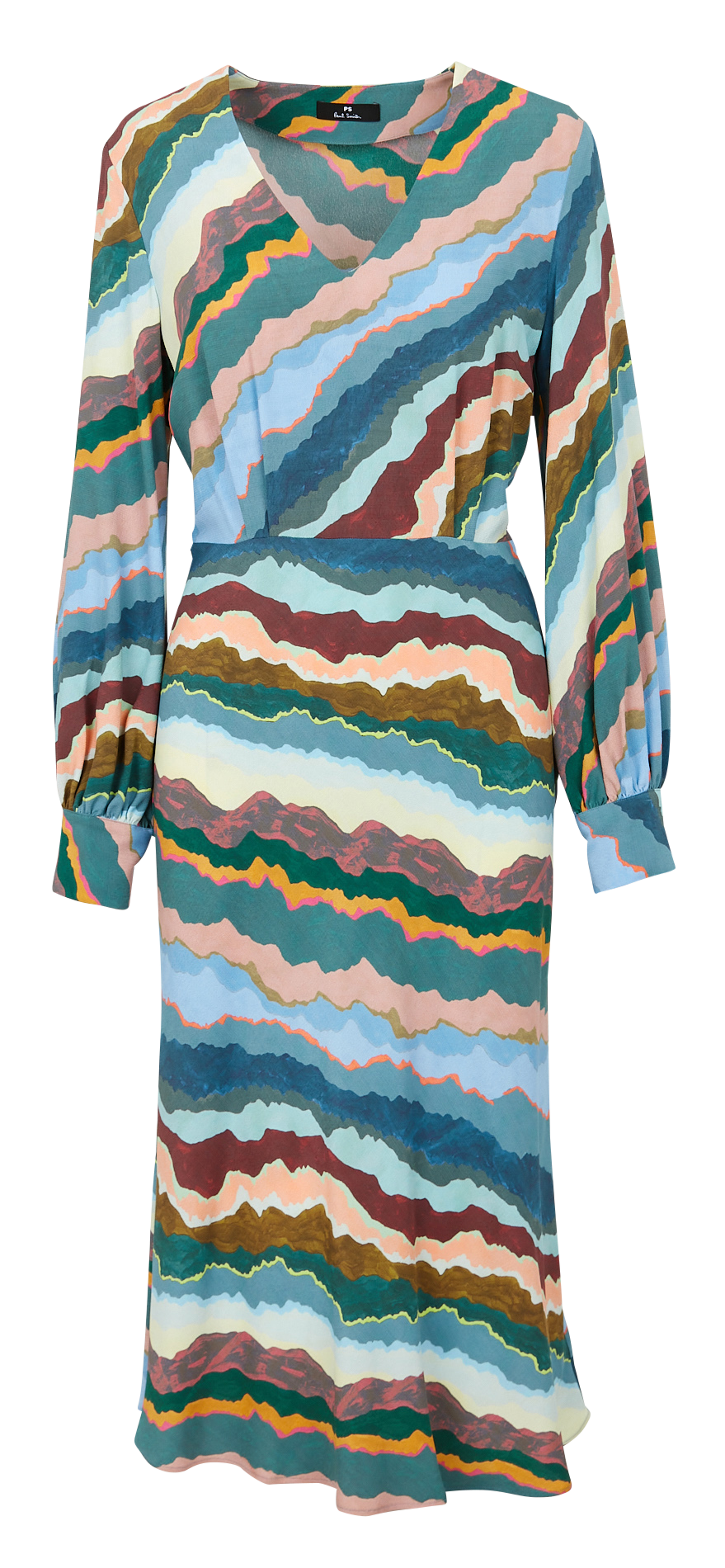 Straight printed V-neck midi dress PAUL SMITH Multicolored