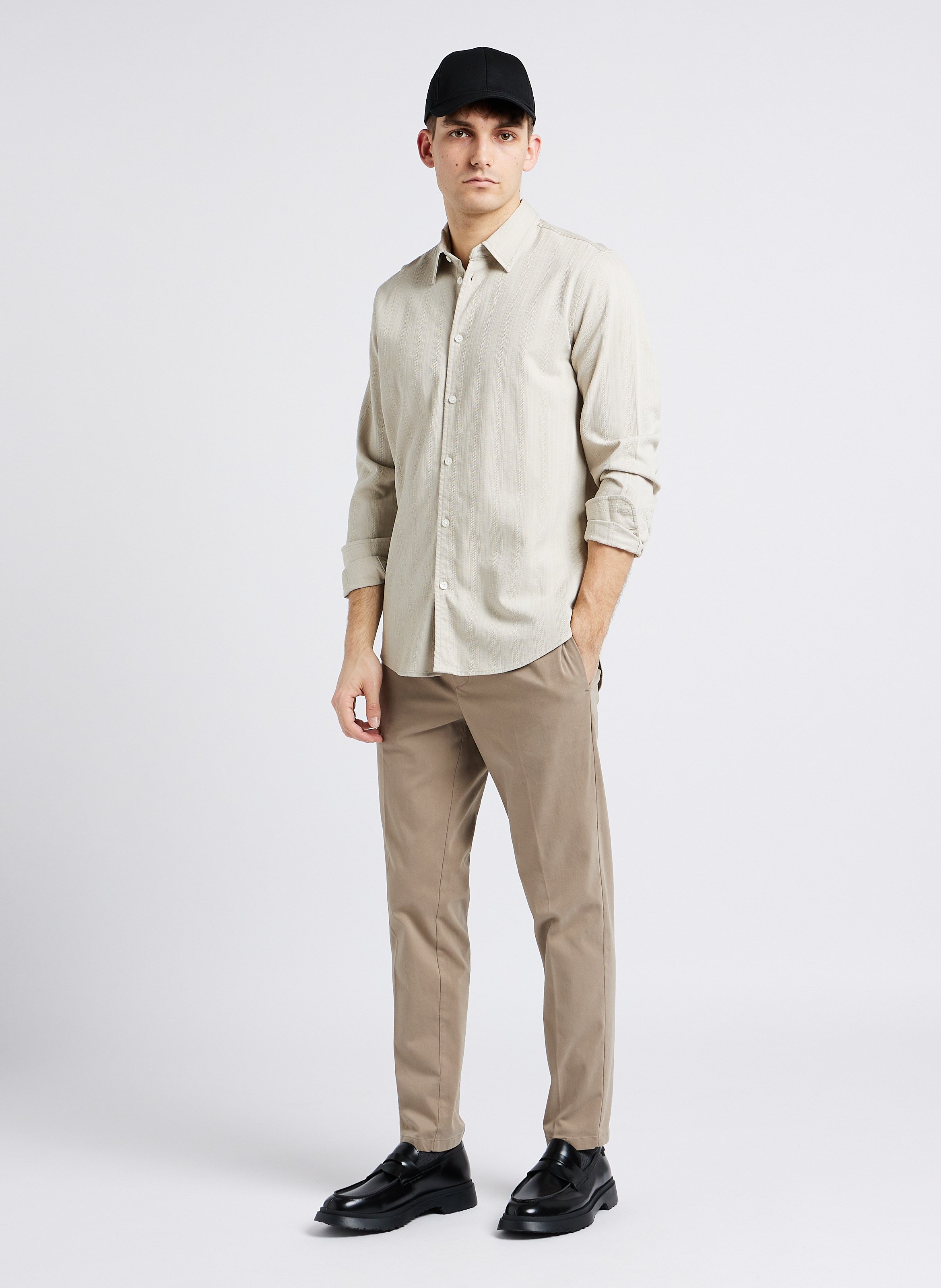 Chemise regular col classique en coton mélangé SAMSOE SAMSOE Beige