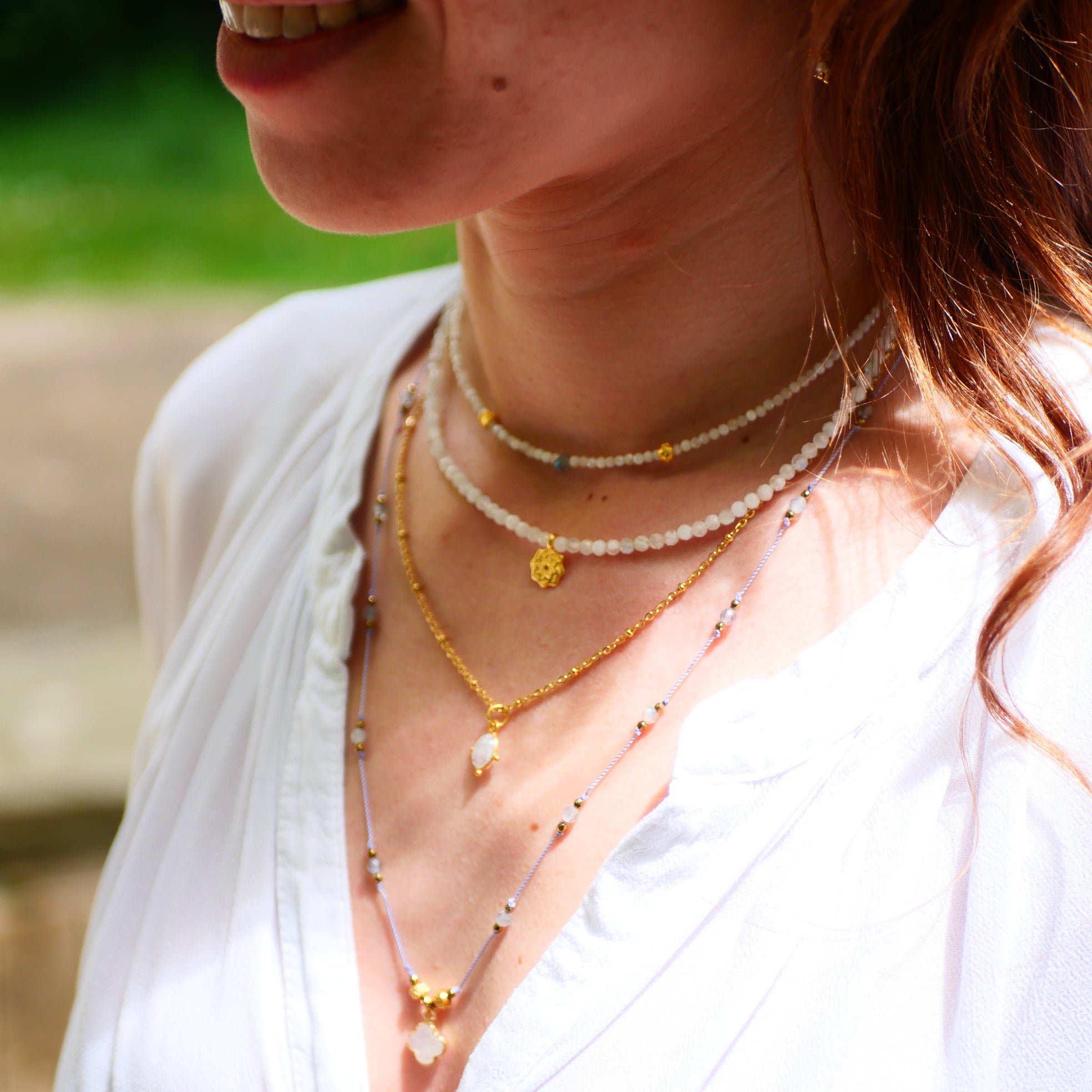 Moonstone necklace GINANDGER White