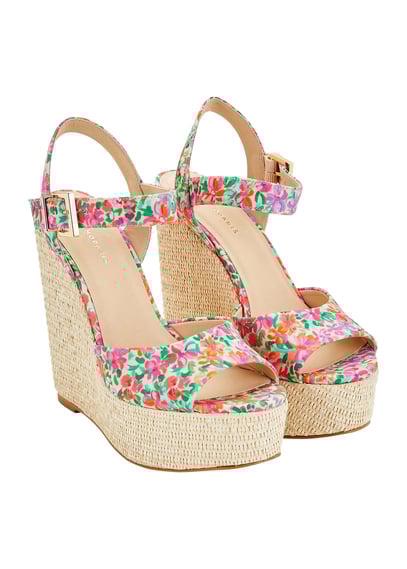 Espadrilles Compensées En Tissus Imprimé Jamea Multirose Cosmoparis - Femme - JAMEA2-PRINT-090