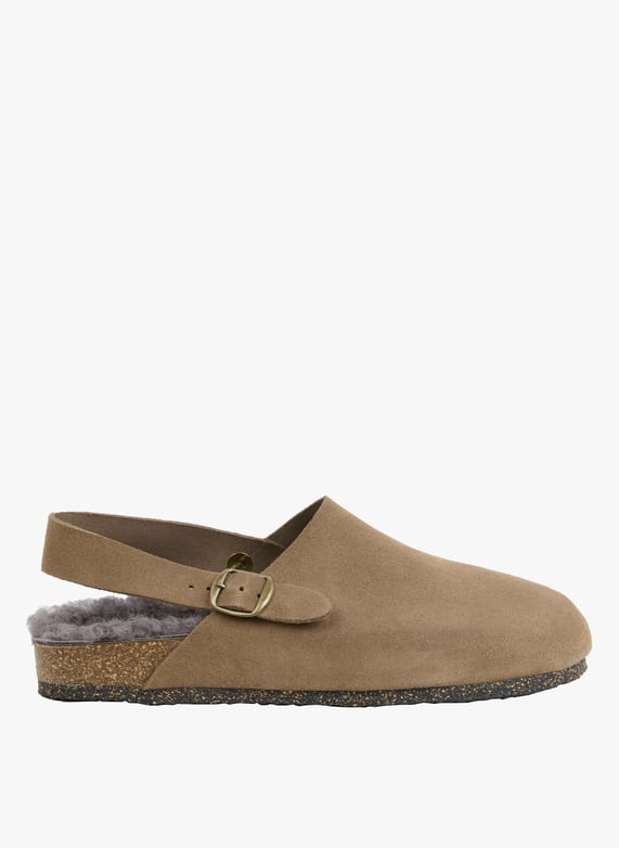 Flat suede clogs Taupe Bosabo Women Place des Tendances